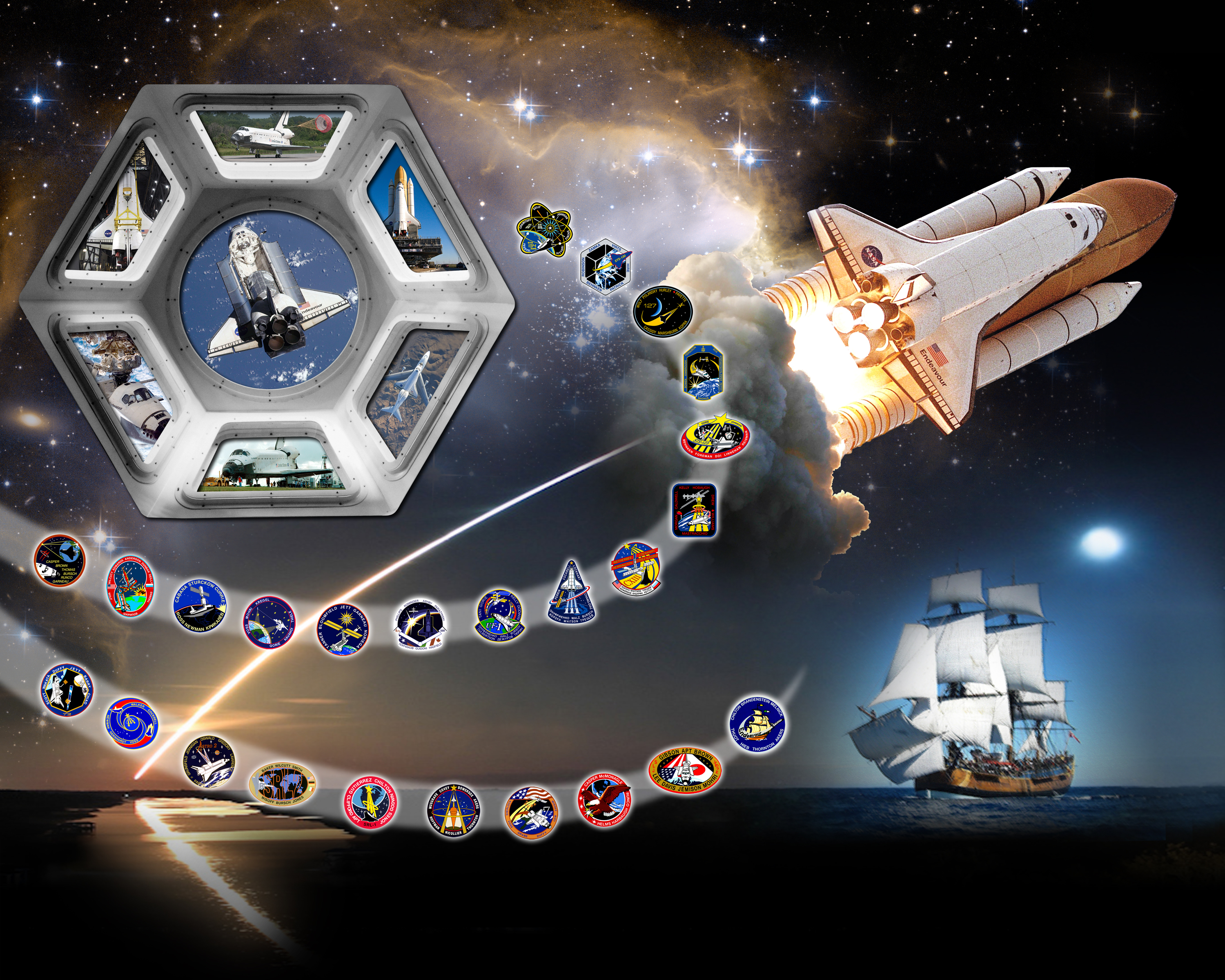 APOD: 2010 September 7 – Space Shuttle Tribute Poster: Endeavour