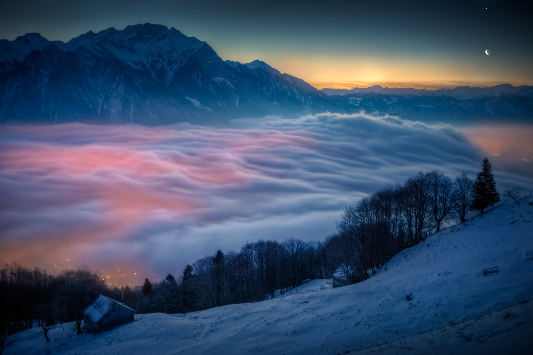 APOD: 2011 February 2 – Moon and Venus over Switzerland