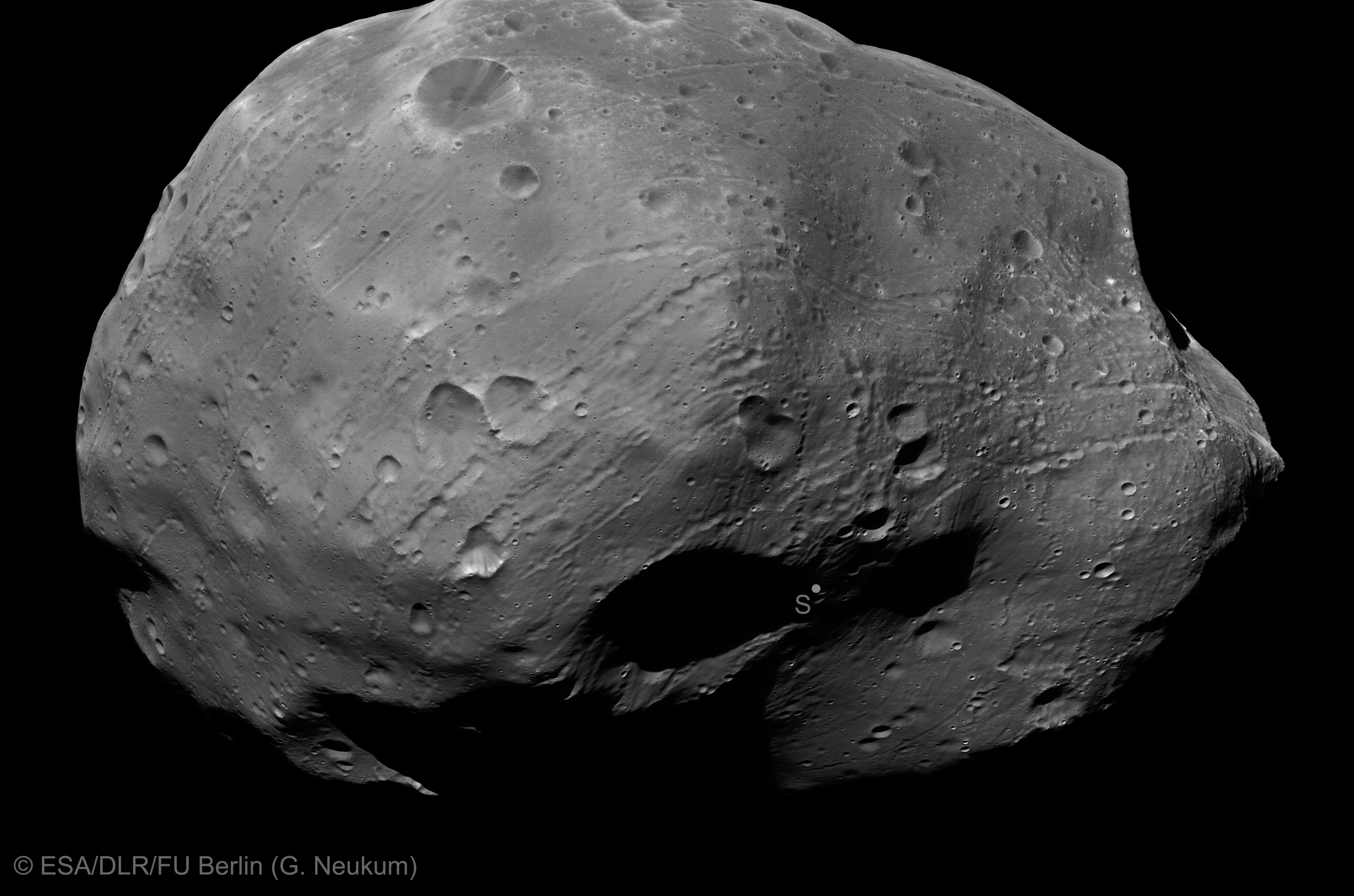 APOD: 2011 January 24 – Phobos South Pole from Mars Express