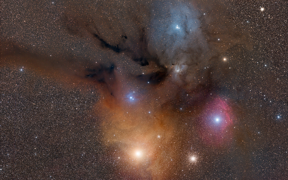 APOD: 2012 August 28 – Colorful Clouds Near Rho Ophiuchi