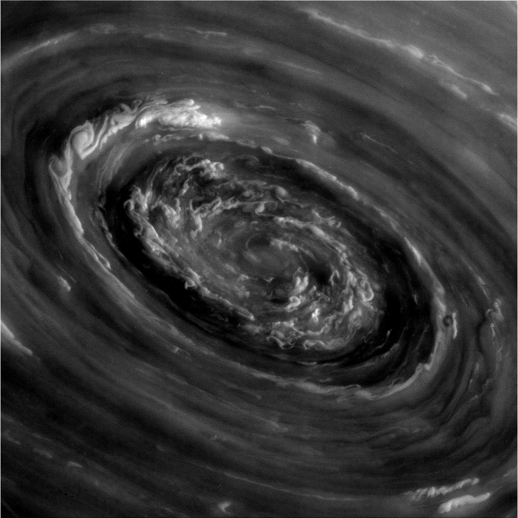 APOD: 2012 December 4 – In the Center of Saturn’s North Polar Vortex