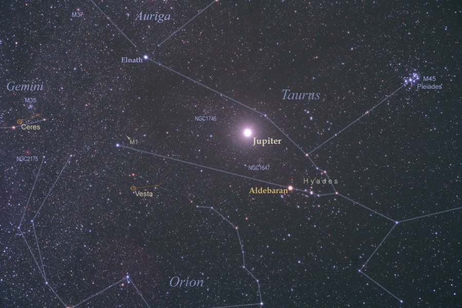 APOD: 2012 November 27 - Bright Jupiter in Taurus - NASA Science