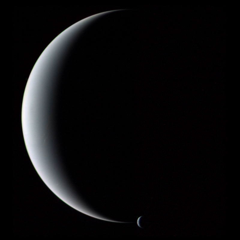 Crescent Neptune and Triton — APOD for 2013-04-14