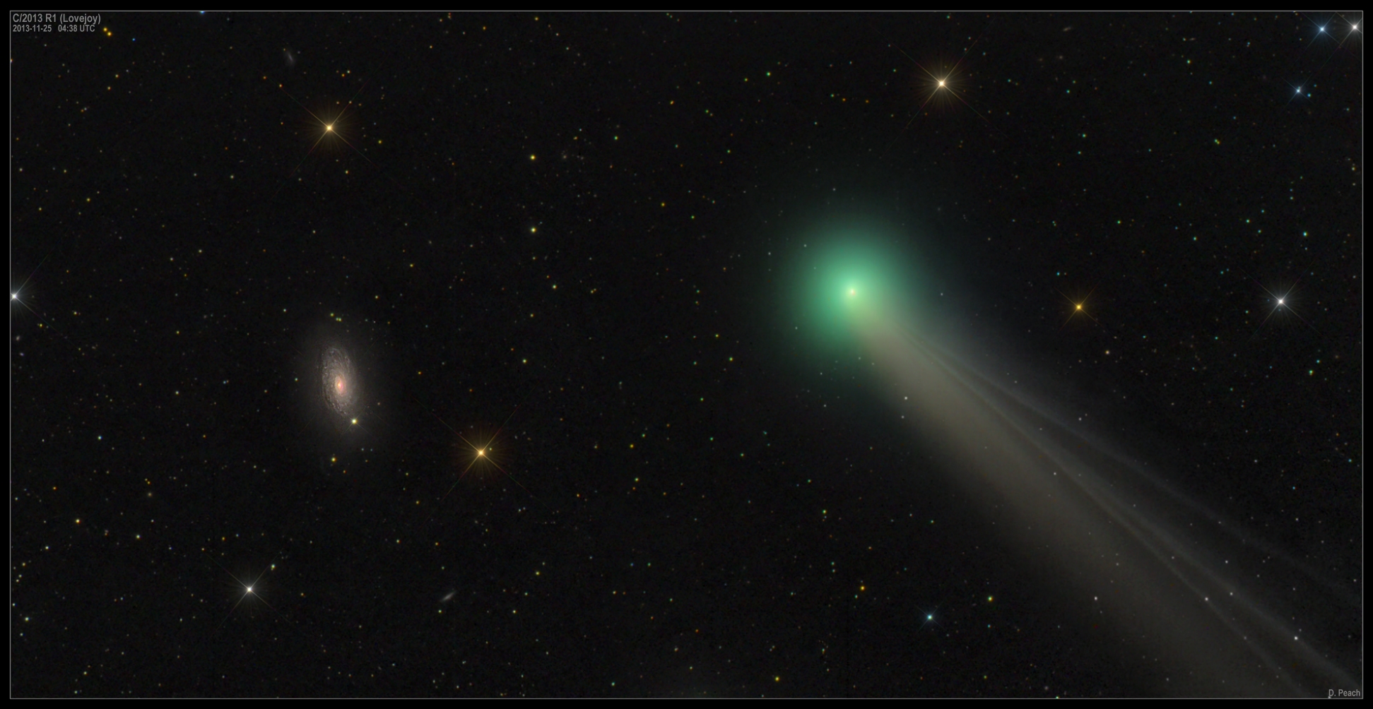 APOD: 2013 December 2 – Comet Lovejoy Before Galaxy M63