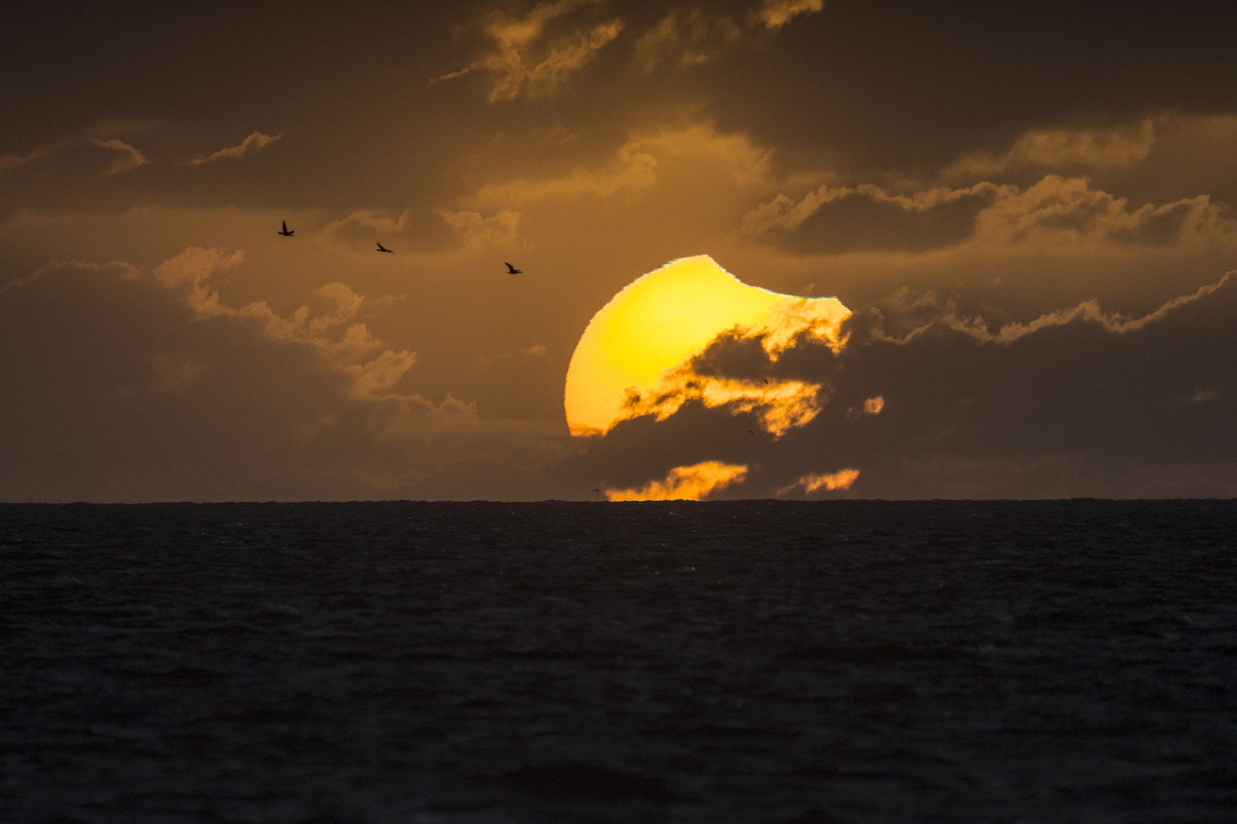 APOD: 2014 April 30 – A Partially Eclipsed Setting Sun