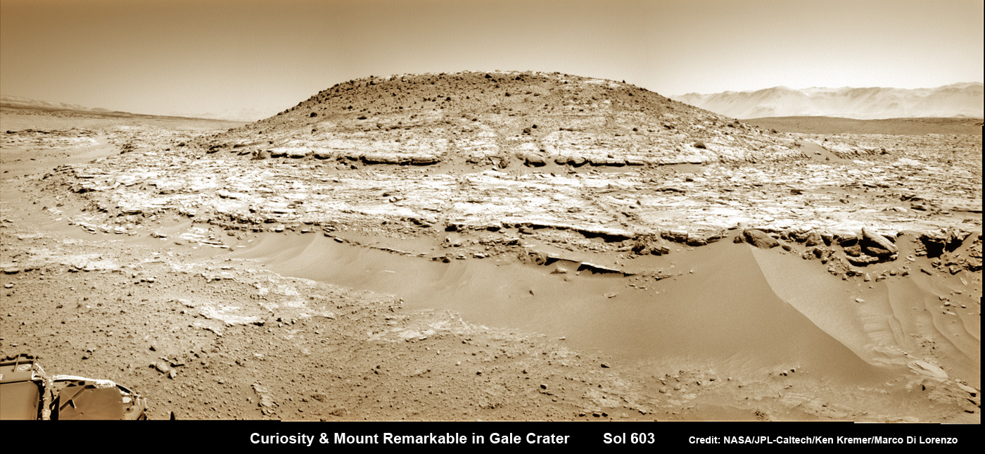 APOD: 2014 May 7 – Curiosity Inspects Mt Remarkable on Mars