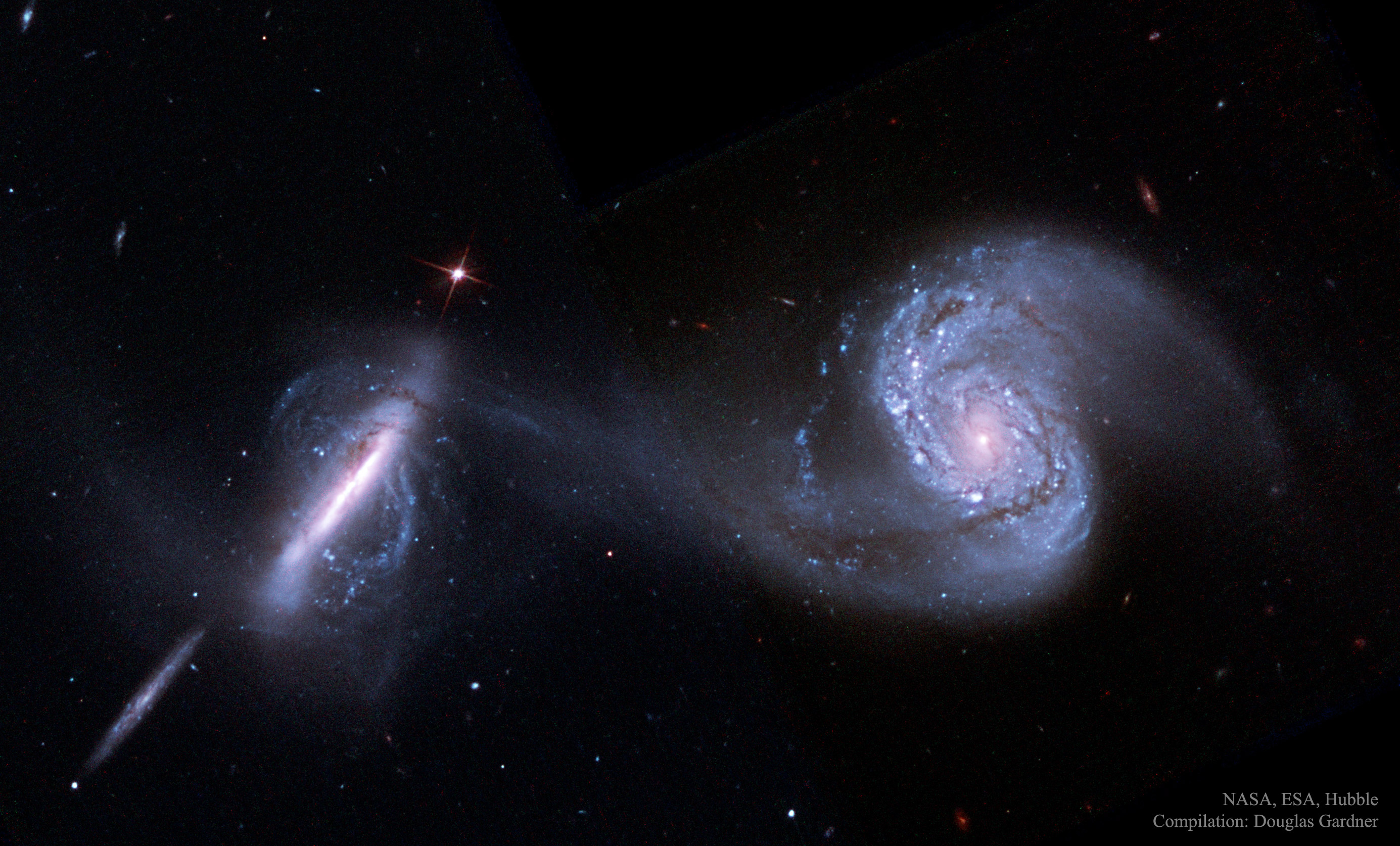 APOD: 2015 December 9 – Arp 87: Merging Galaxies from Hubble