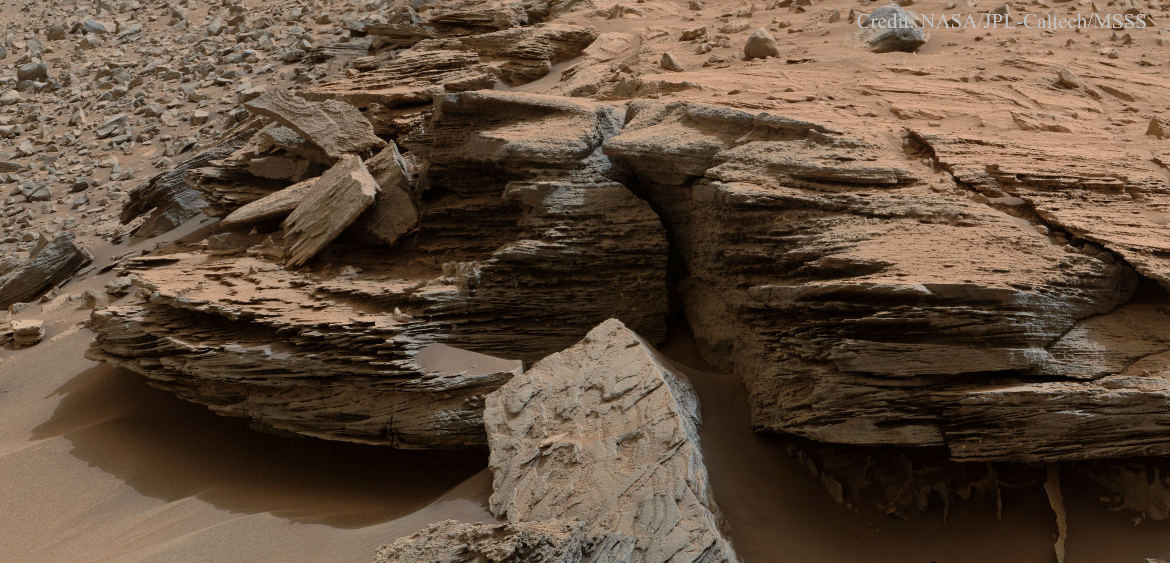APOD: 2015 February 9 – Layered Rocks near Mount Sharp on Mars