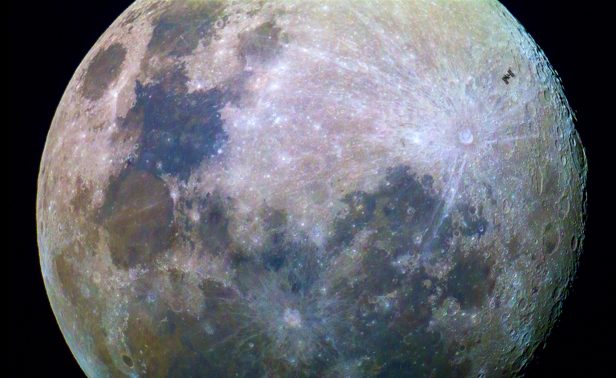 APOD: 2015 July 31 – The ISS and a Colorful Moon