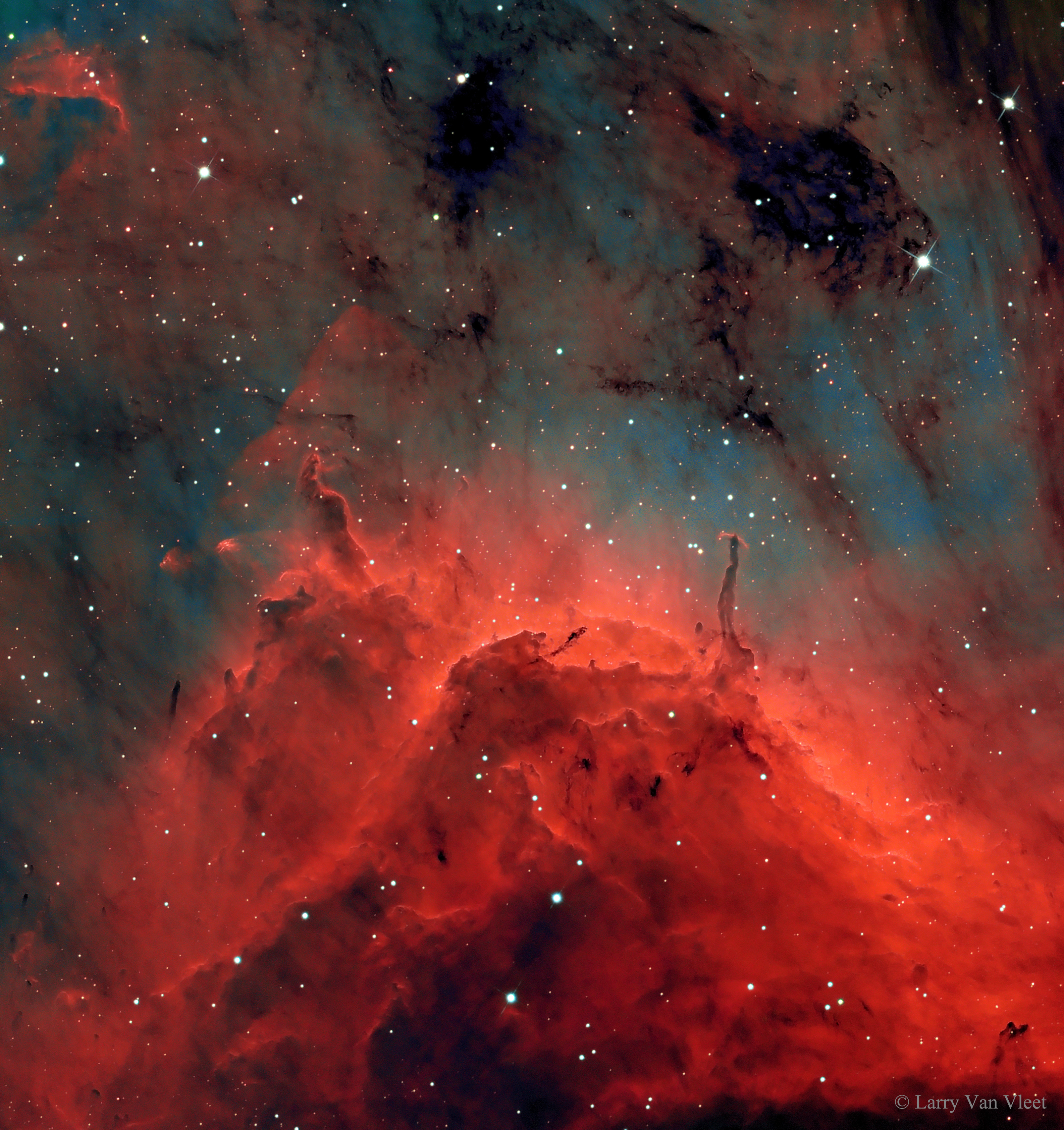 APOD: 2015 March 4 – Pillars and Jets in the Pelican Nebula