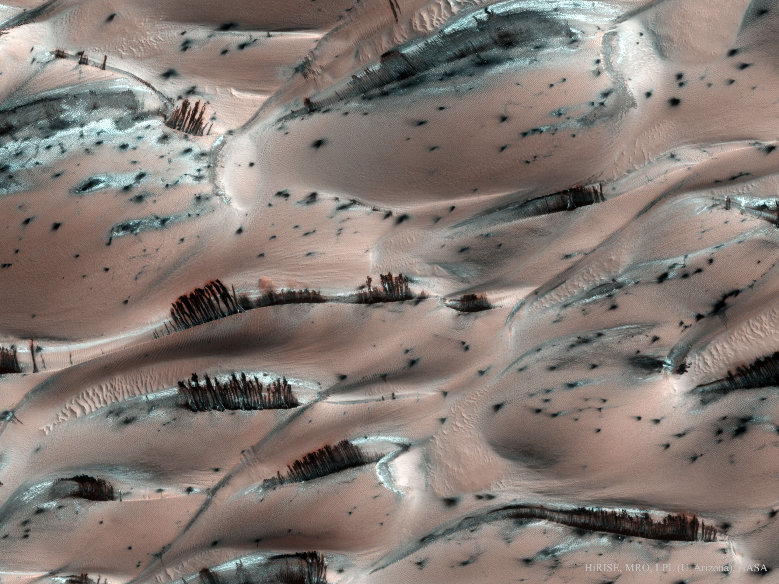 APOD: 2015 November 29 – Dark Sand Cascades on Mars