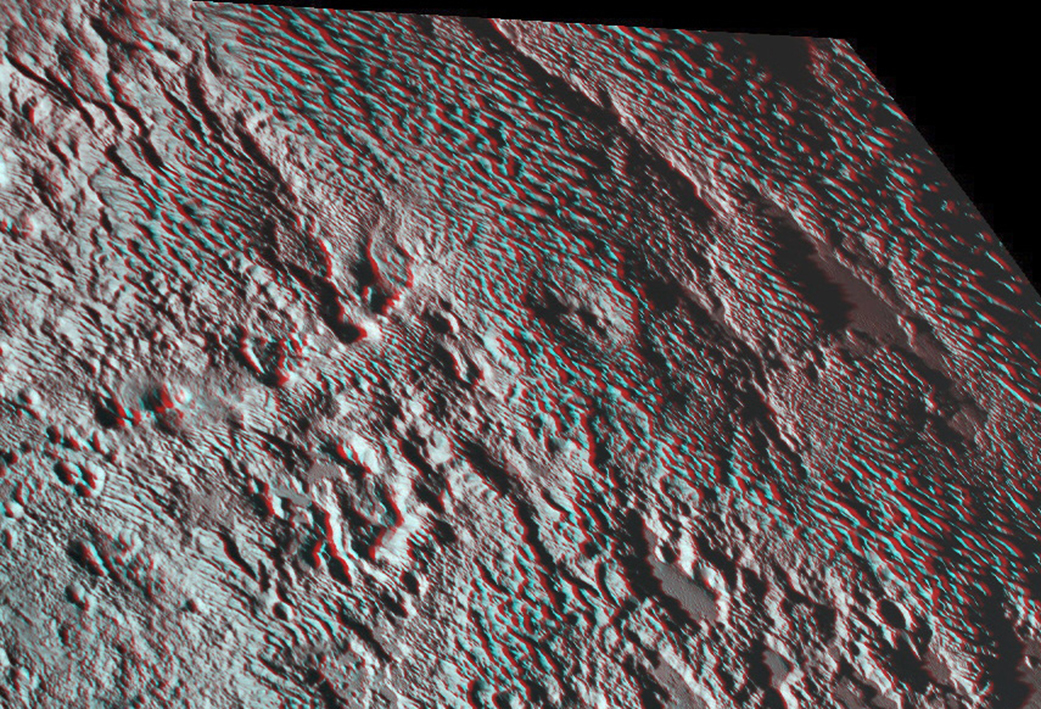 APOD: 2016 April 2 – Pluto’s Bladed Terrain in 3D