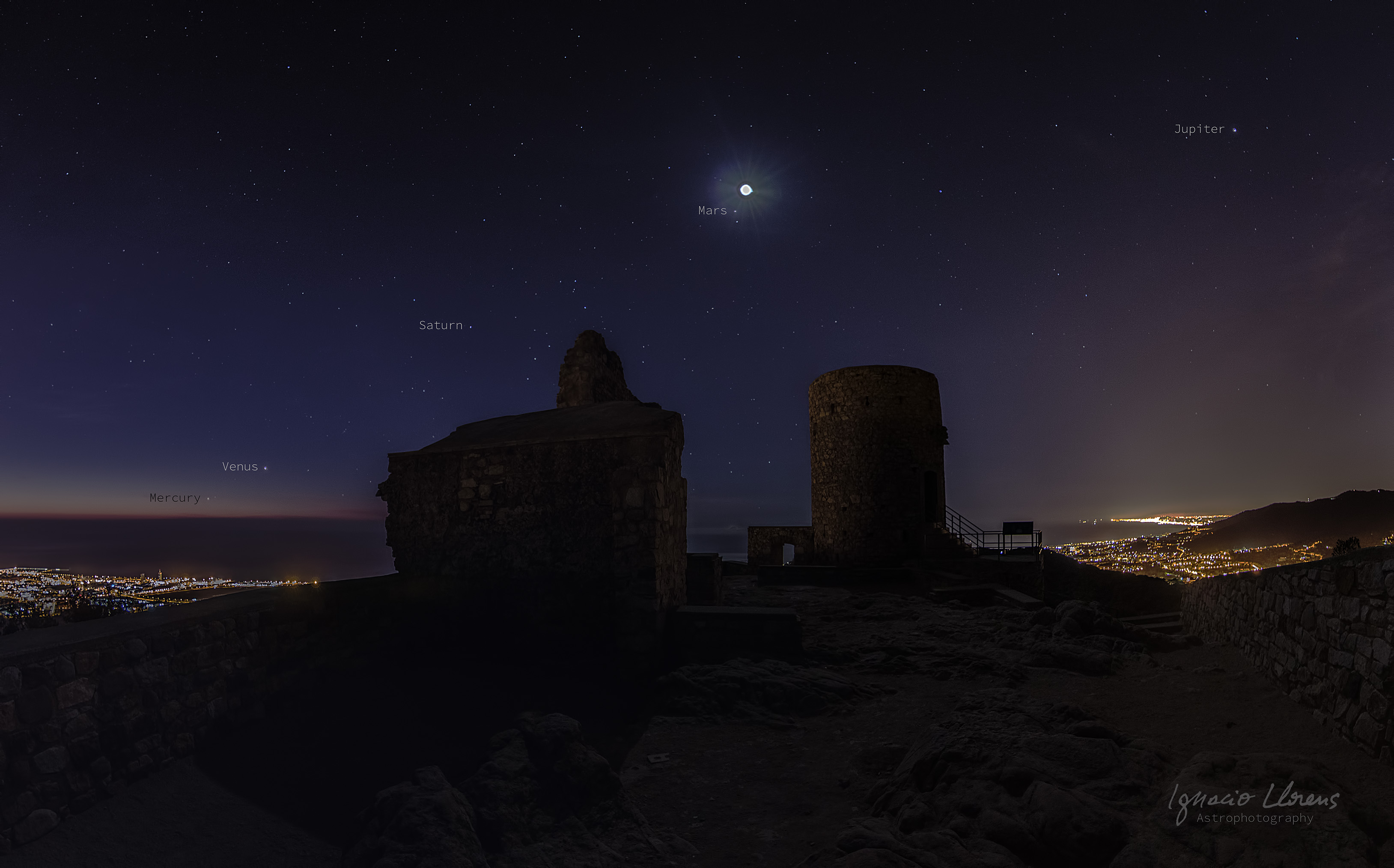 APOD: 2016 February 6 – Five Planets at Castell de Burriac
