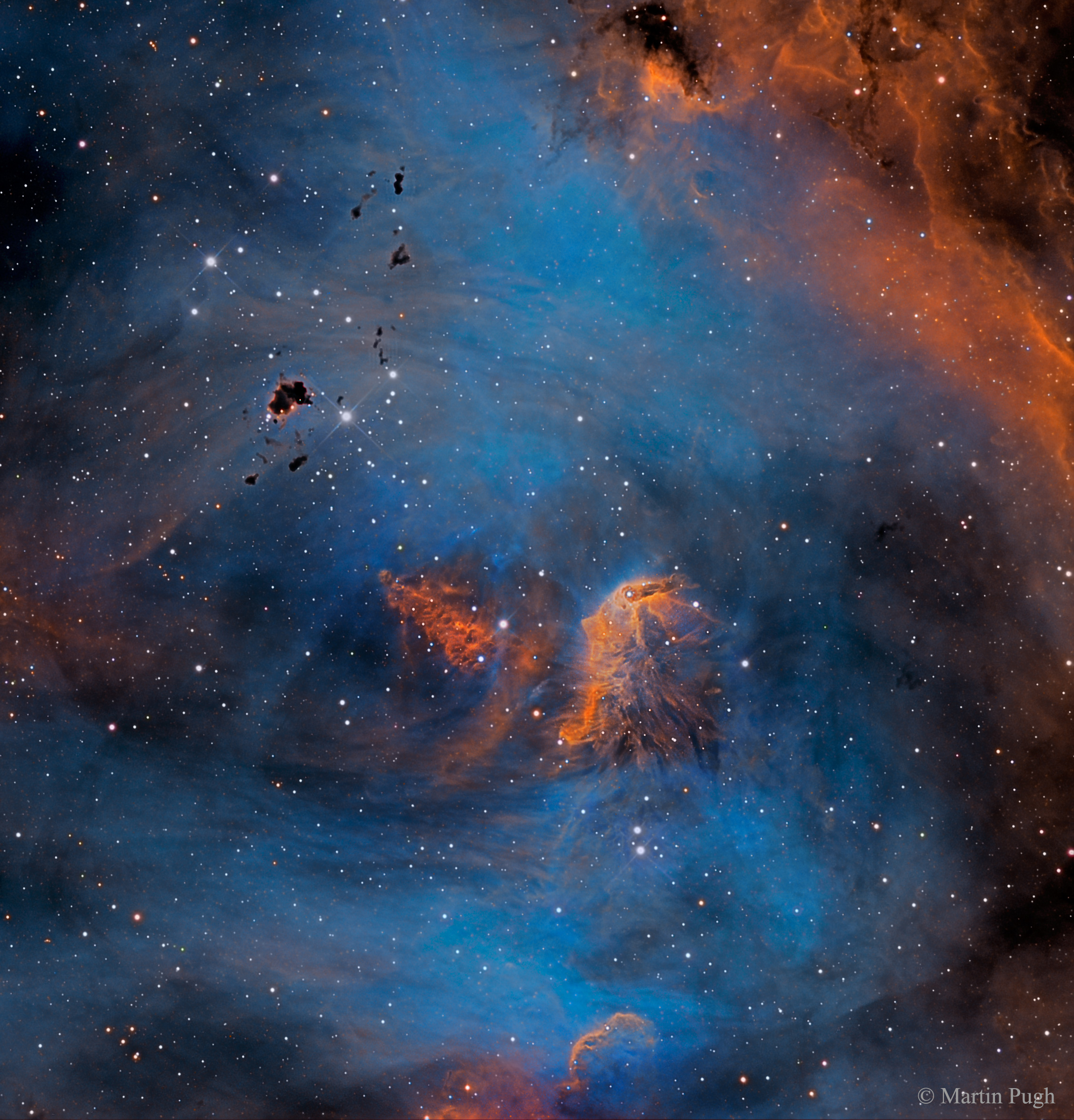 APOD: 2016 January 20 – Stars and Globules in the Running Chicken Nebula