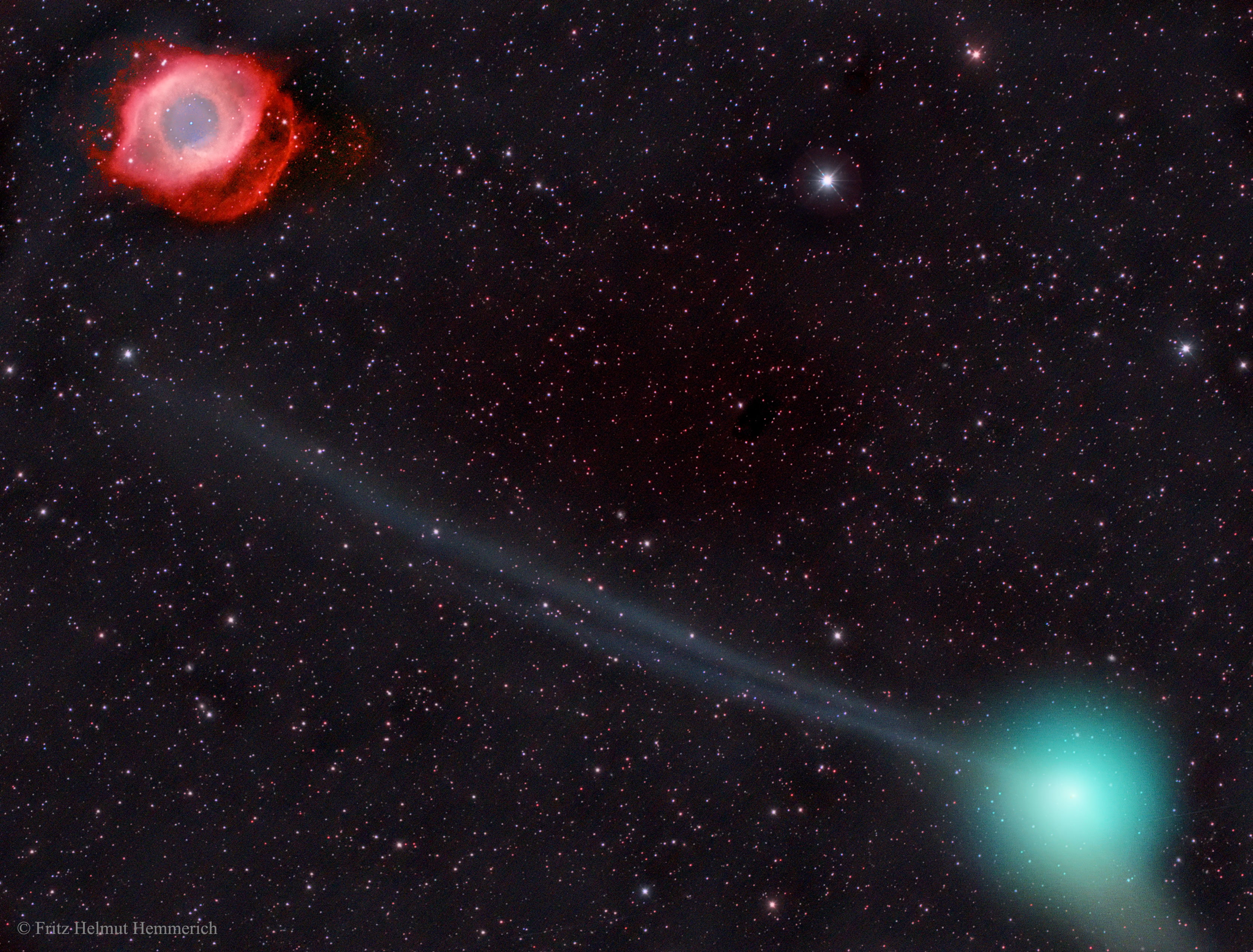 APOD: 2016 June 5 – Comet PanSTARRS and the Helix Nebula