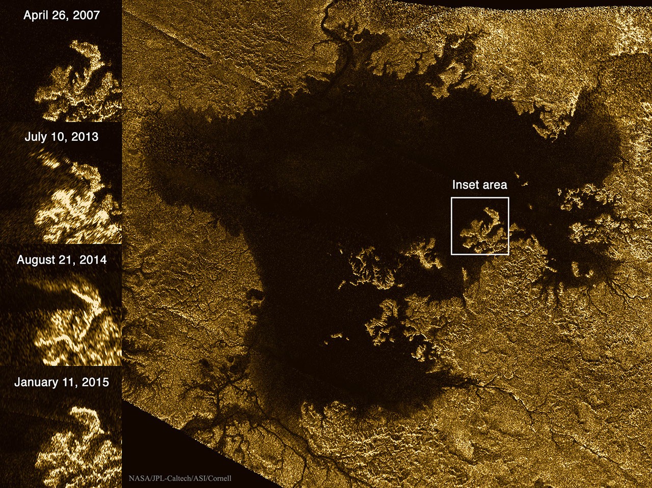 Mystery Feature Now Disappears in Titan Lake — APOD for 2016-03-07