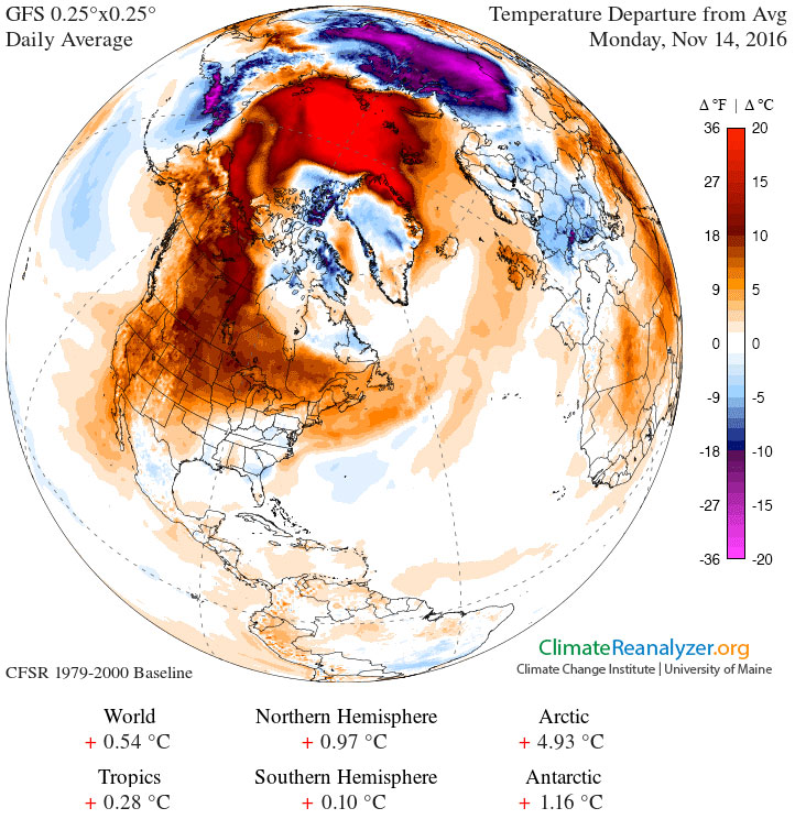 APOD: 2016 November 15 – Cold Weather Delayed over North America