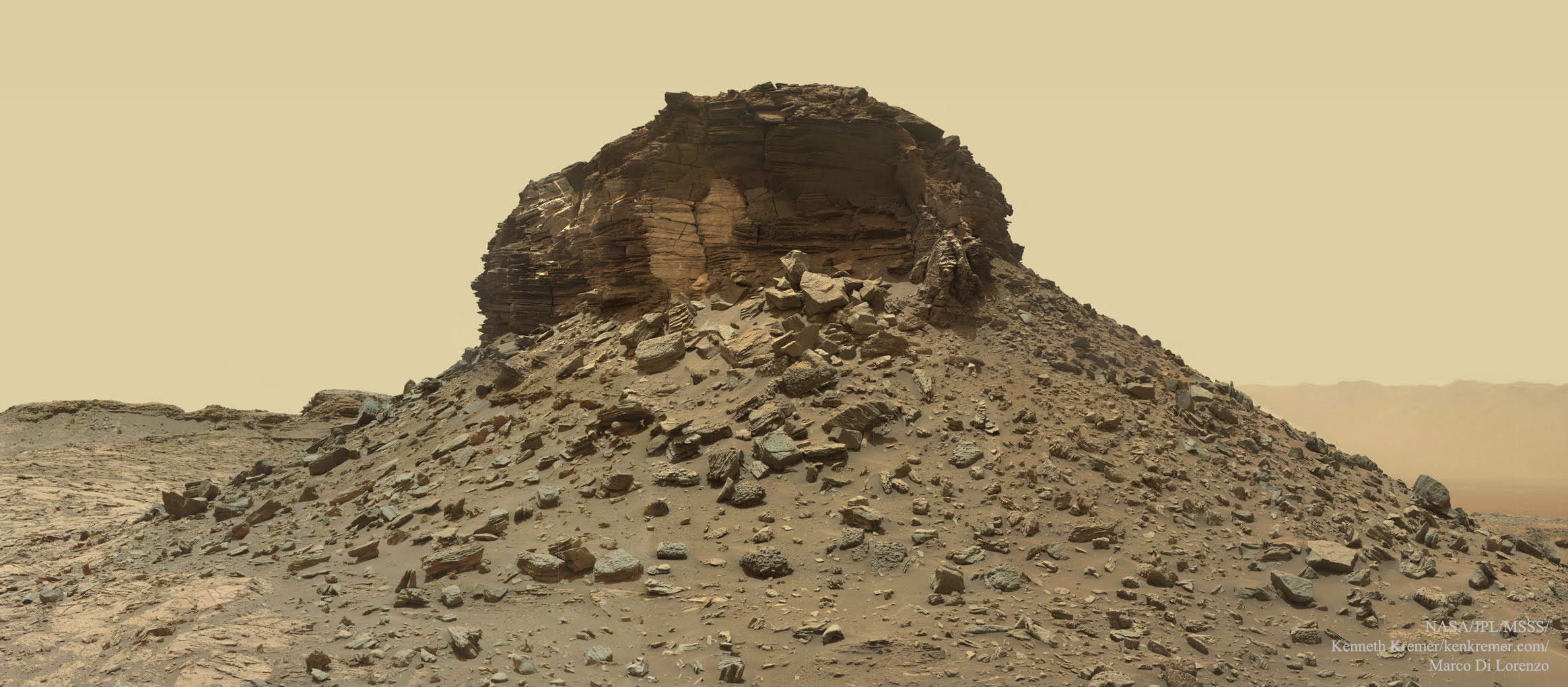 APOD: 2016 October 5 – A Crumbling Layered Butte on Mars