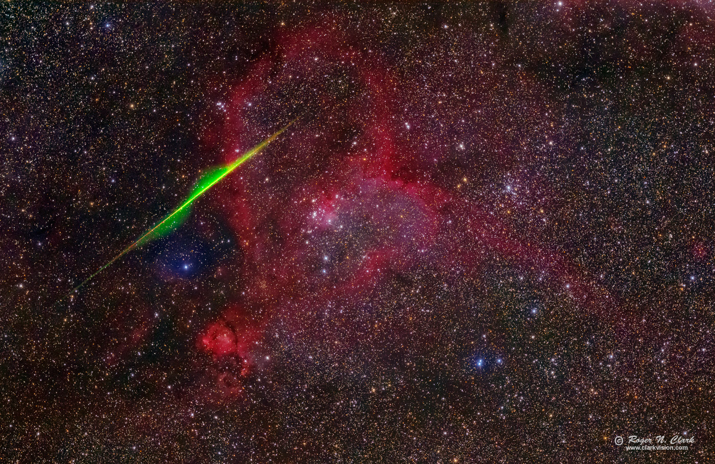 APOD: 2016 September 5 – Spiral Meteor through the Heart Nebula