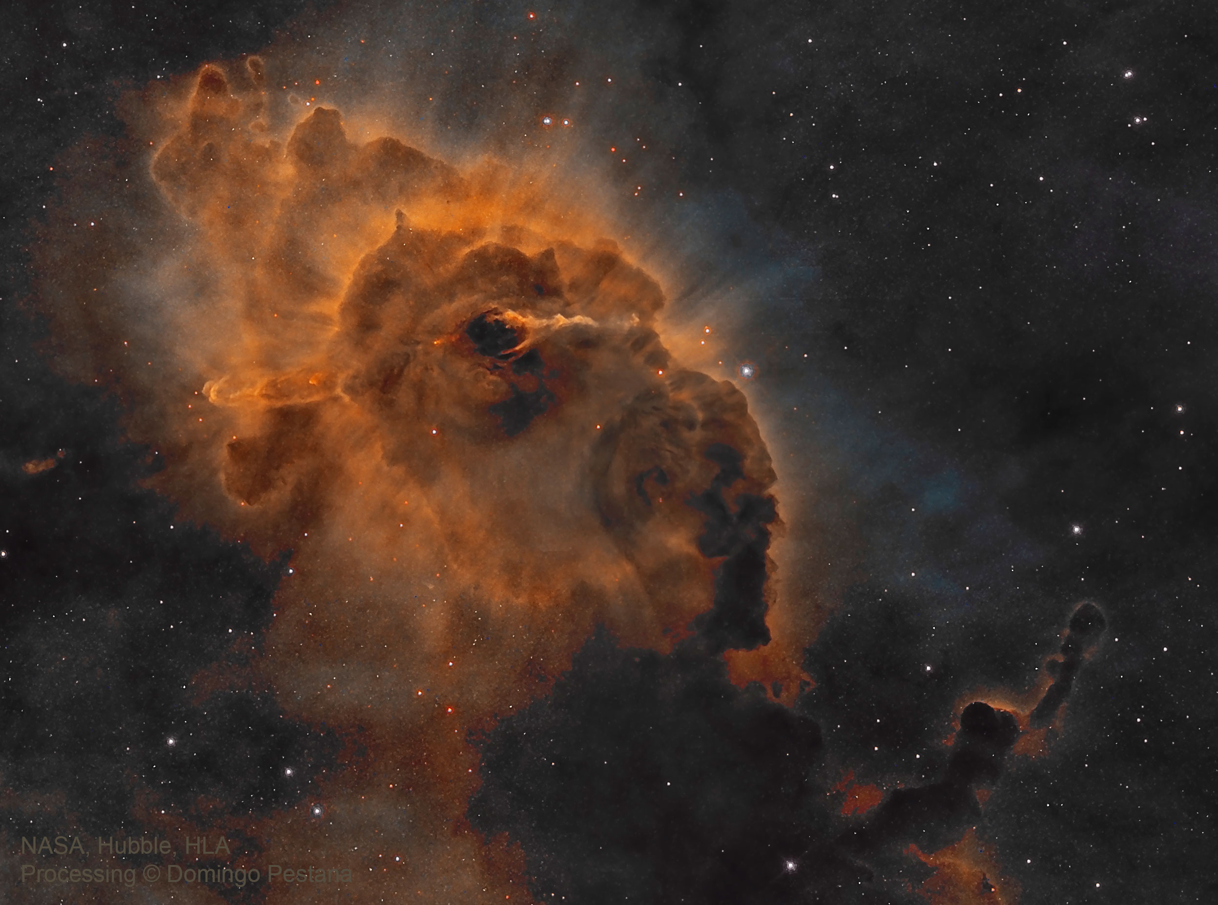 APOD: 2017 December 6 – HH 666: Carina Dust Pillar with Jet