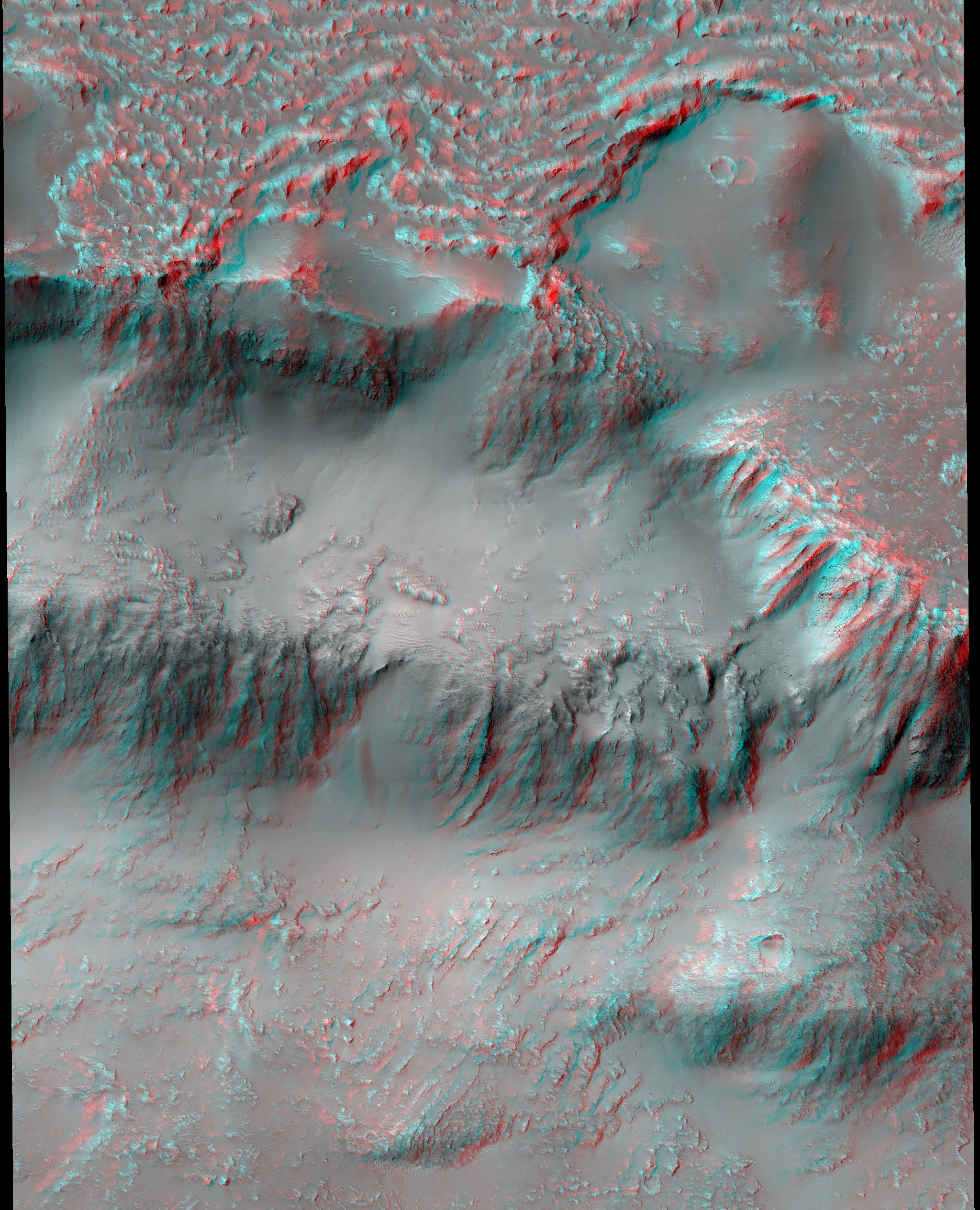 APOD: 2017 July 1 – 3D Lava Falls of Mars