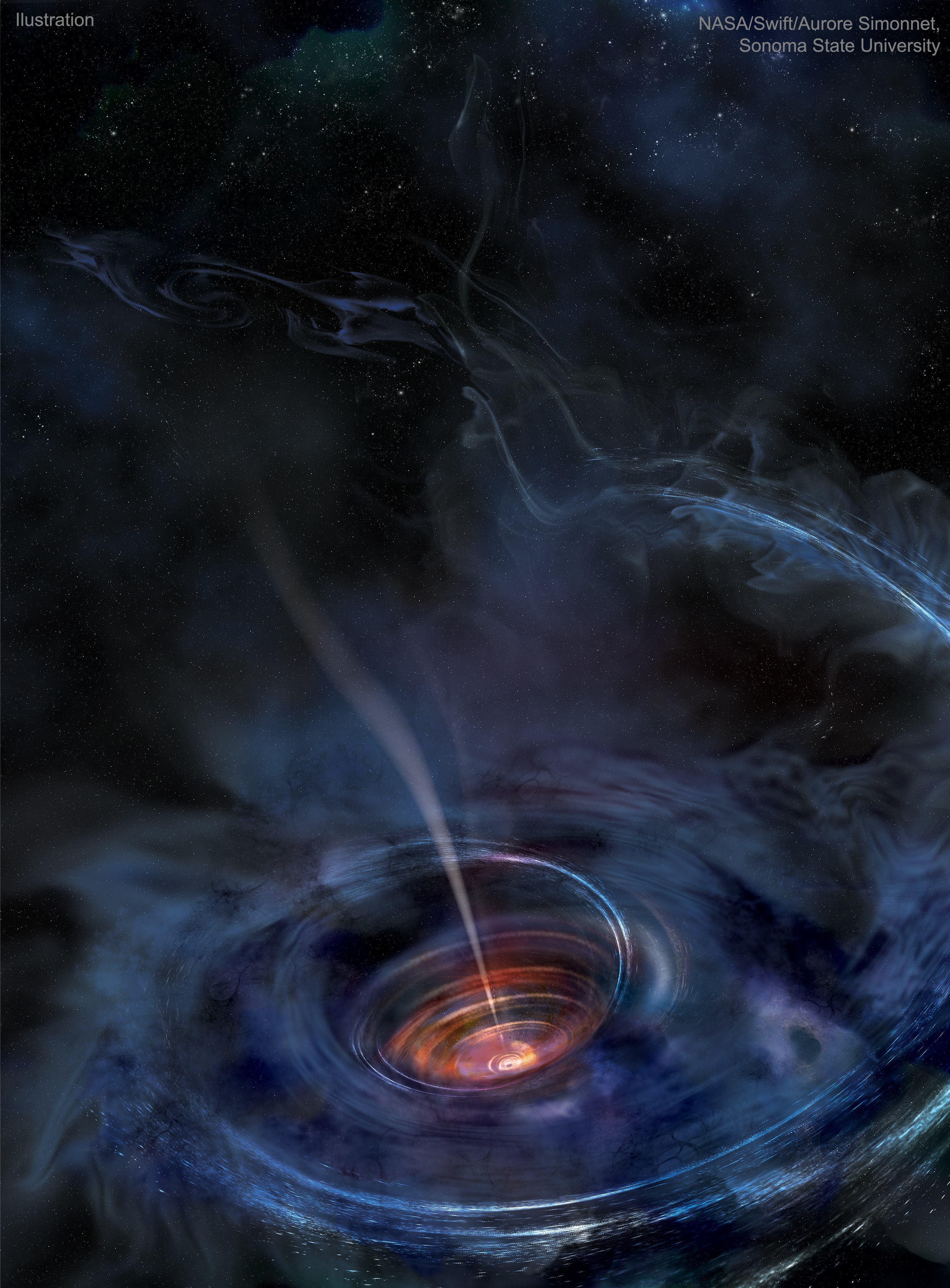 APOD: 2017 March 27 – Black Hole Accreting with Jet
