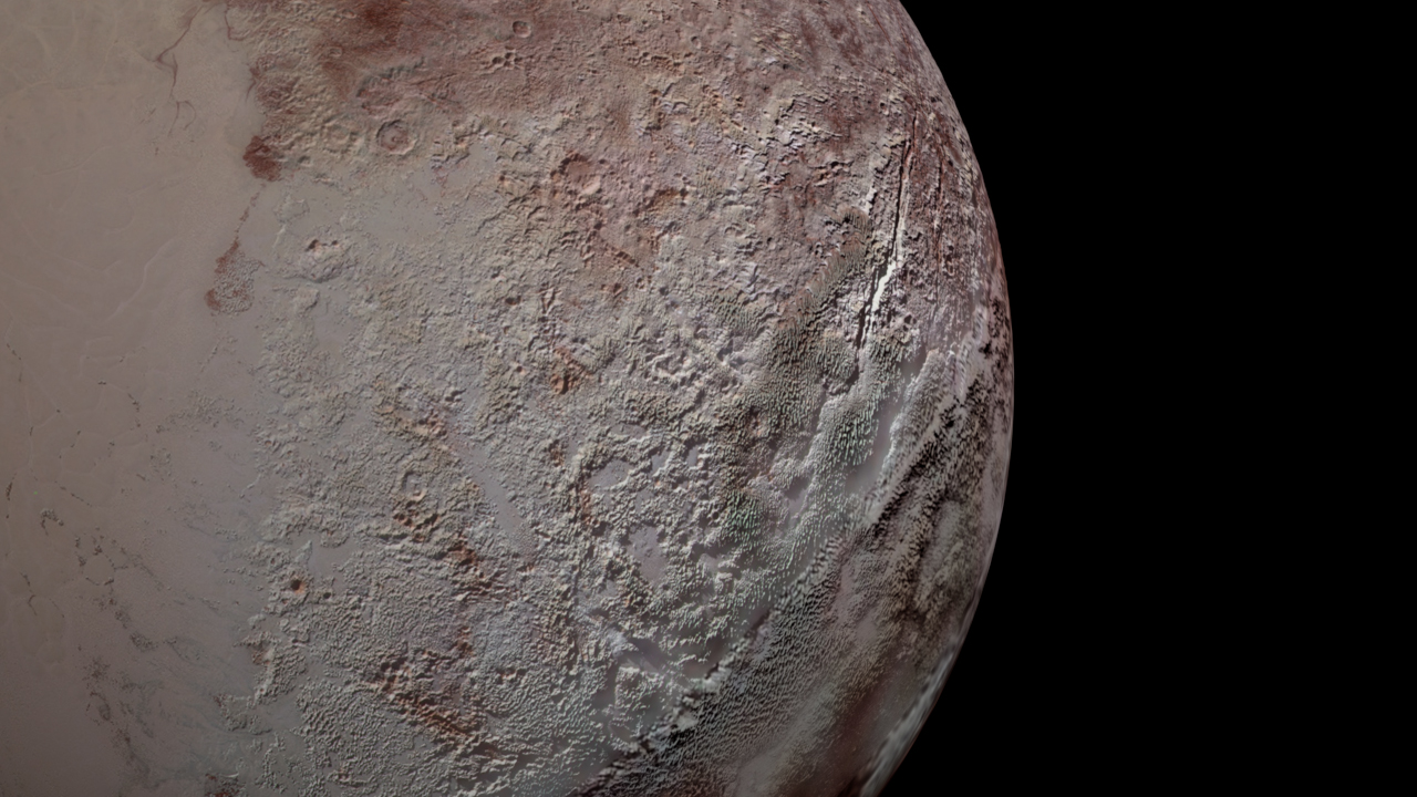 APOD: 2017 October 5 – Pluto’s Bladed Terrain