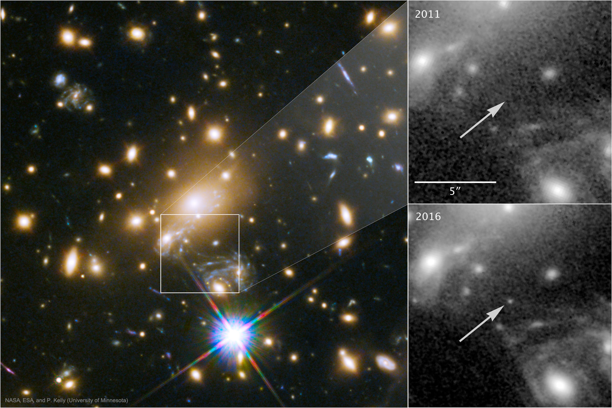 APOD: 2018 April 11 – Fortuitous Flash Candidate for the Farthest Star Yet Seen