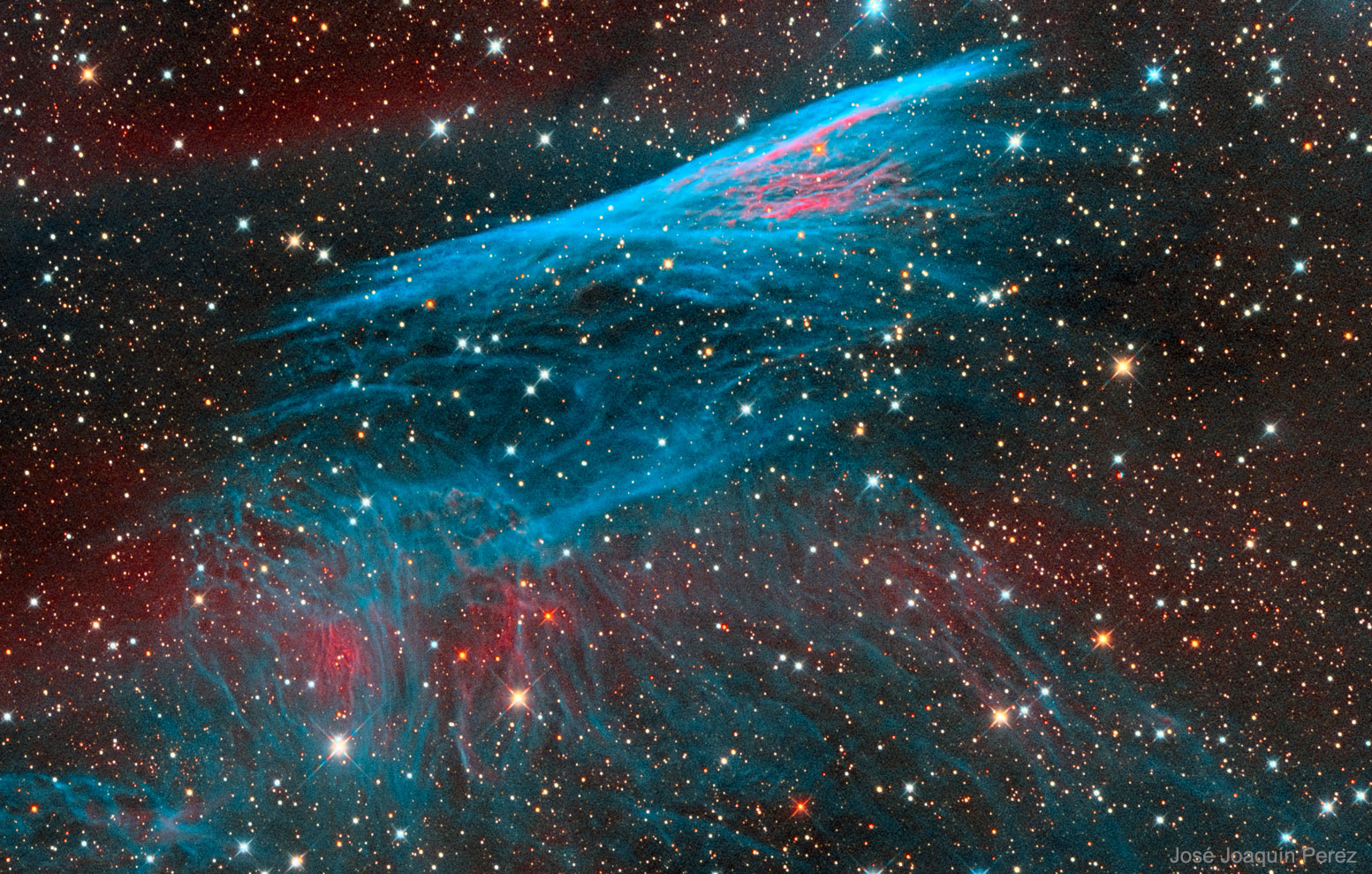 APOD: 2018 August 13 – The Pencil Nebula in Red and Blue