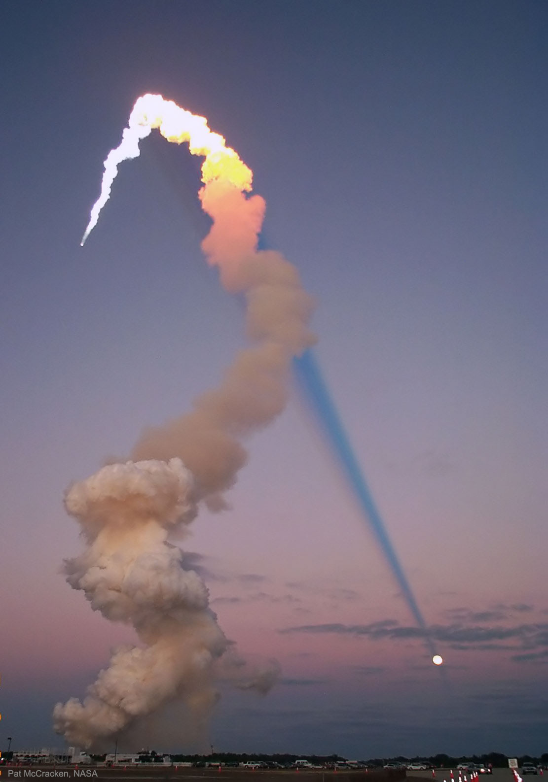 APOD: 2018 June 24 – Rocket Plume Shadow Points to the Moon