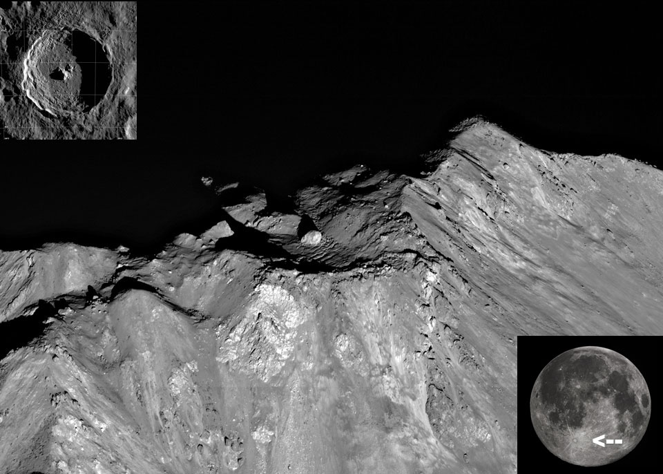 APOD: 2018 May 7 – The Unusual Boulder at Tychos Peak