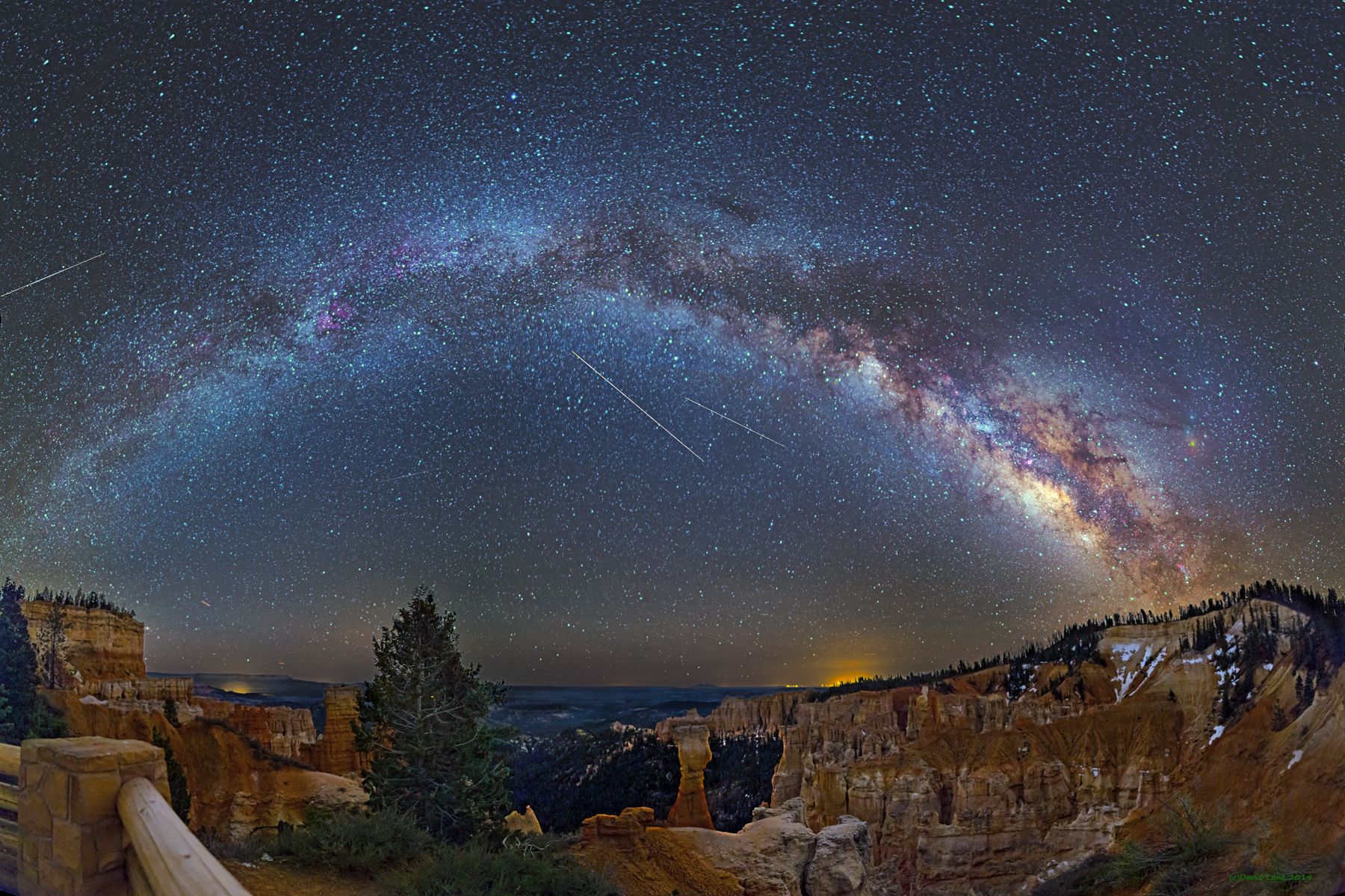 APOD: 2018 May 6 – Meteors, Planes, and a Galaxy over Bryce Canyon