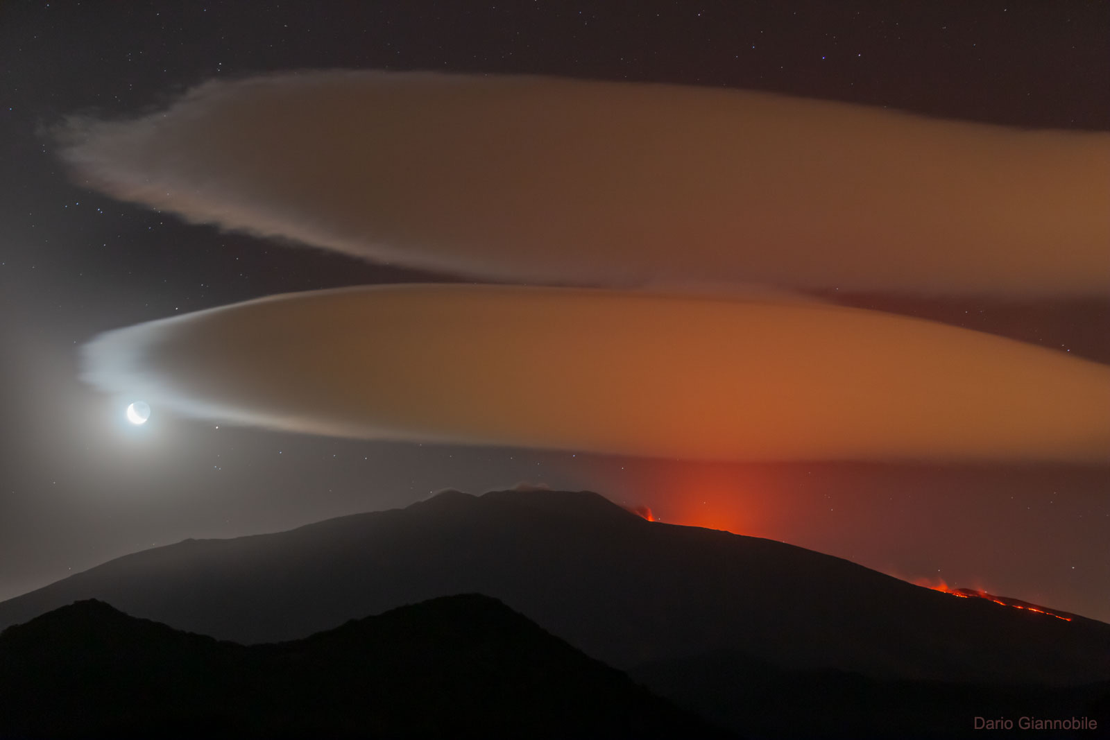 APOD: 2019 August 19 – Lenticular Clouds over Mount Etna