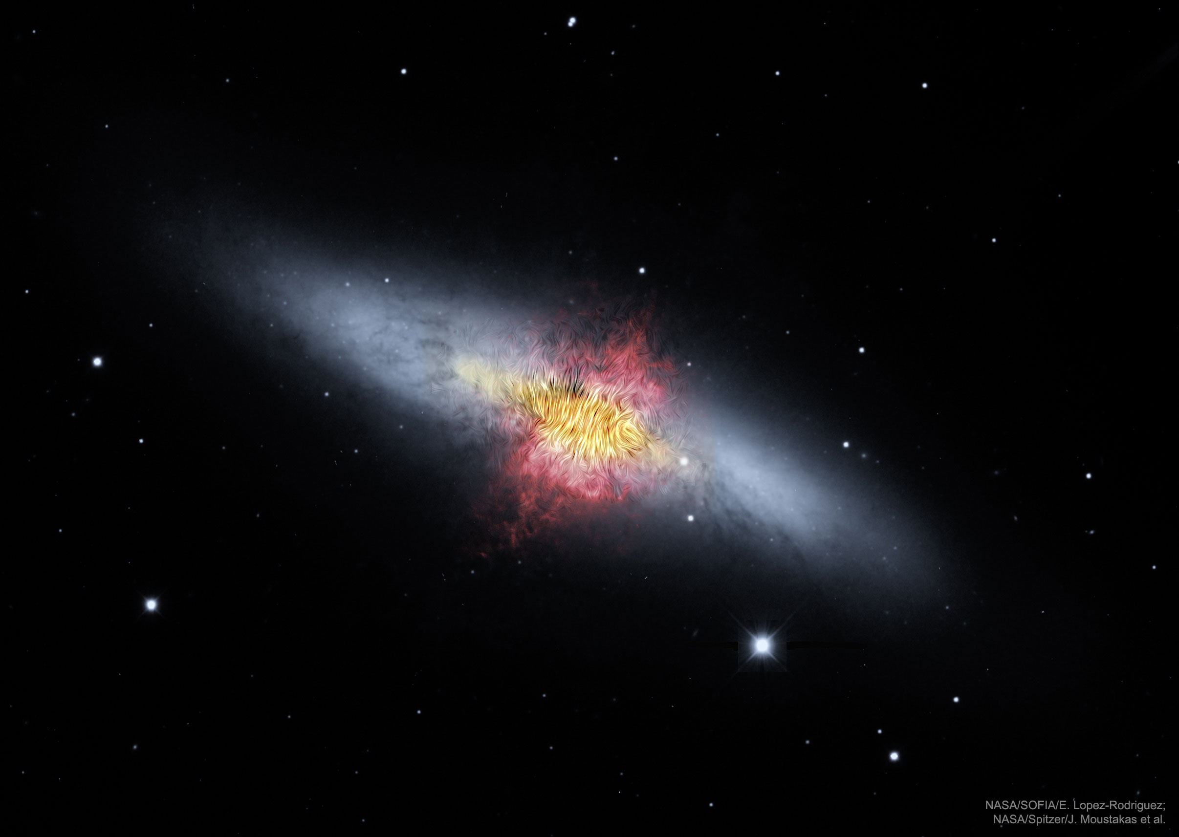 APOD: 2019 March 11 – The Central Magnetic Field of the Cigar Galaxy