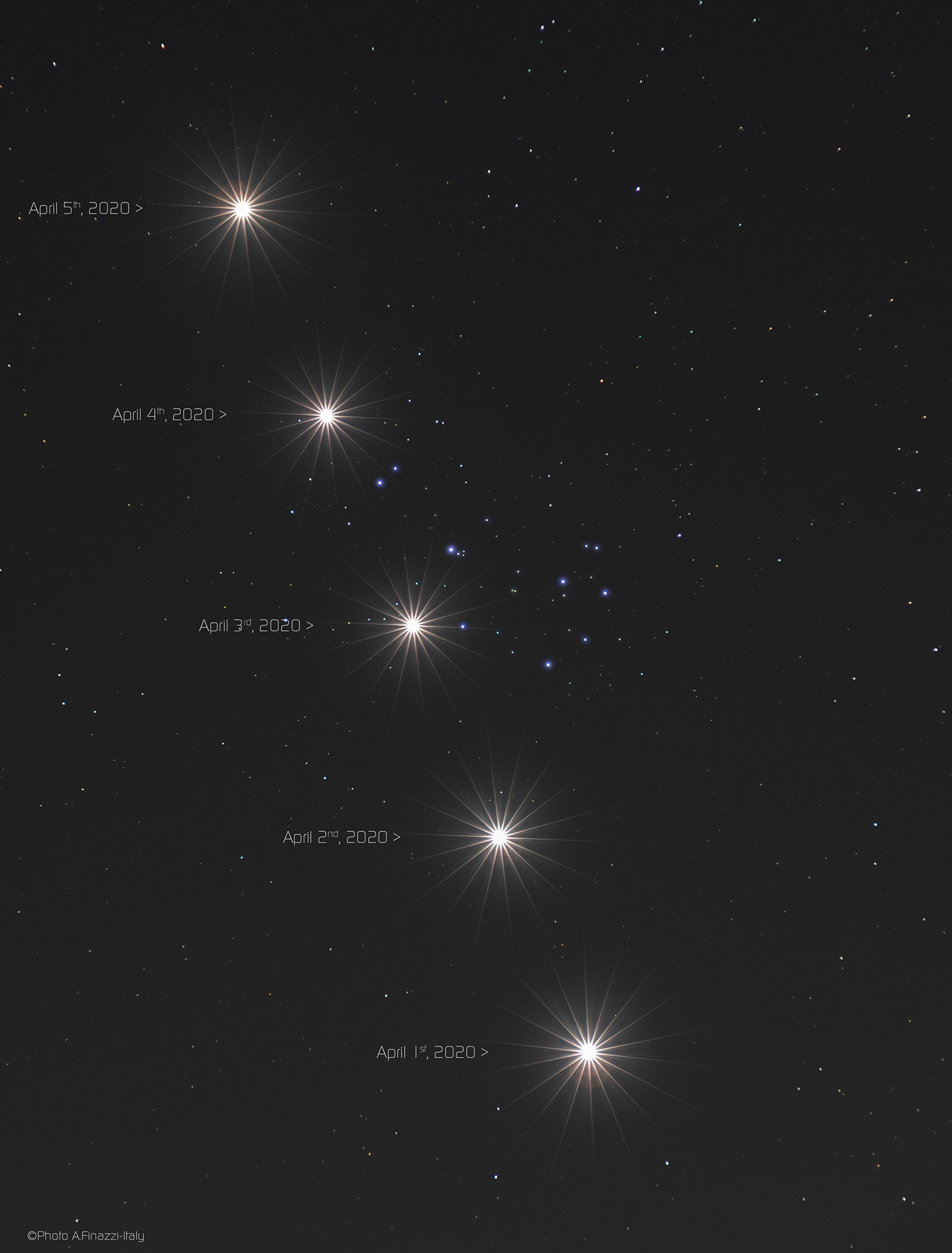 APOD: 2020 April 11 – Venus and the Pleiades in April