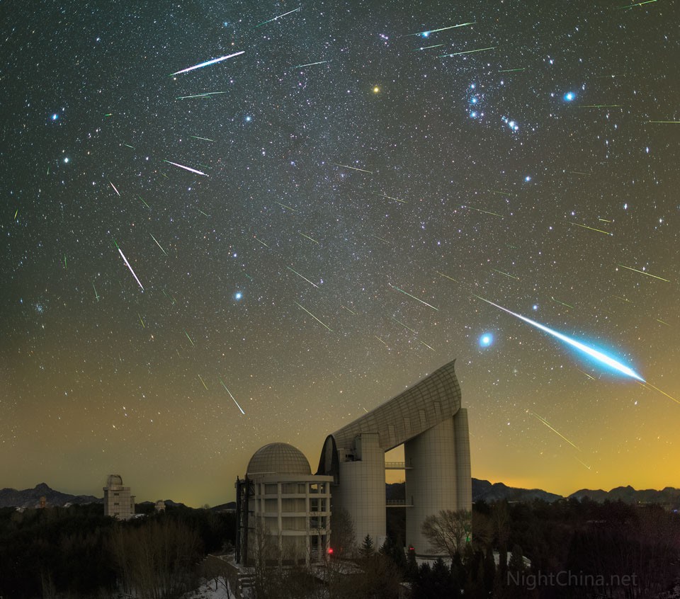 Geminid Meteors over Xinglong Observatory — APOD for 2020-12-13