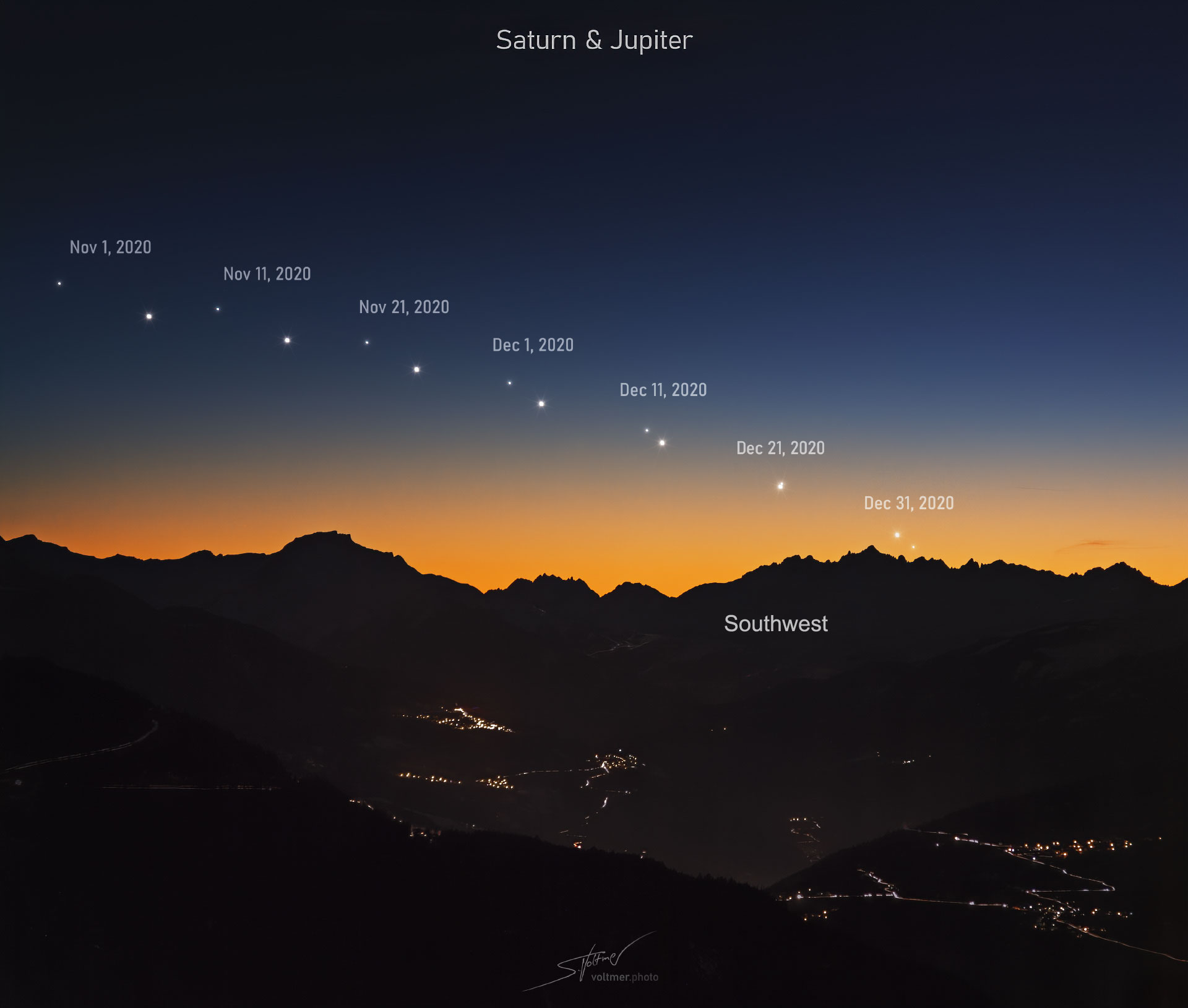 APOD: 2020 December 15 – Great Conjunction: Saturn and Jupiter Converge