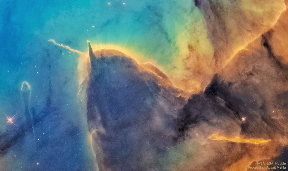 APOD: 2020 December 22 – Trifid Pillars and Jets