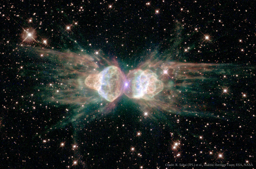 A picture of the Ant Nebula from the Hubble Space Telescope Please see the explanation for more detailed information.