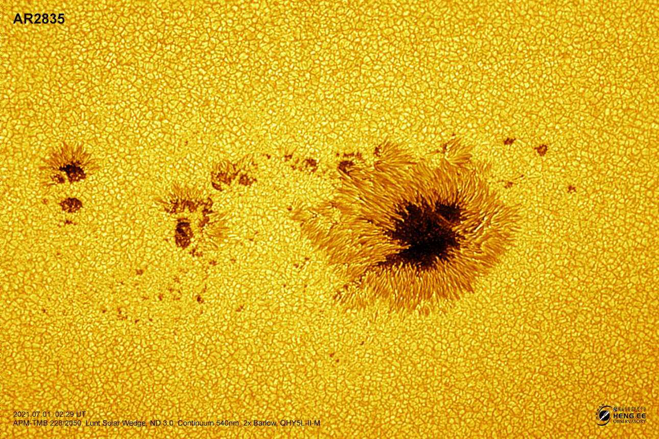 APOD: 2021 July 2 – AR2835: Islands in the Photosphere