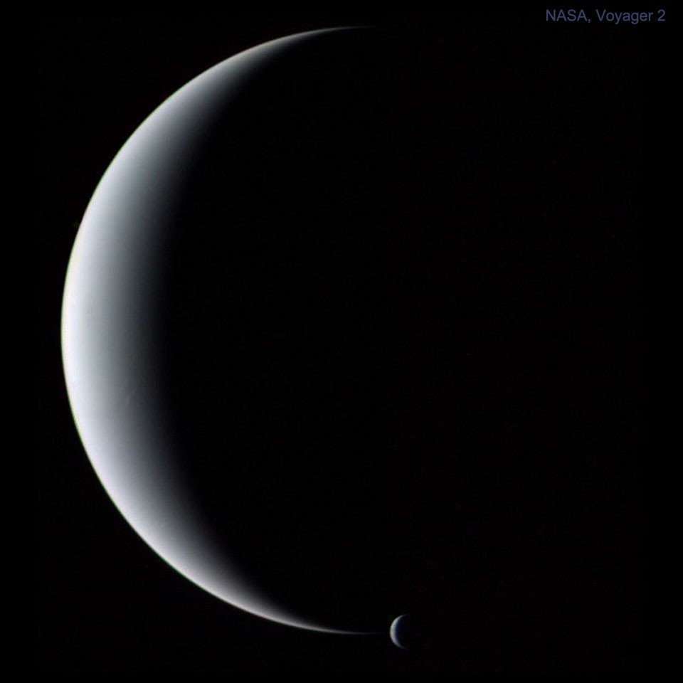 Crescent Neptune and Triton — APOD for 2021-07-25