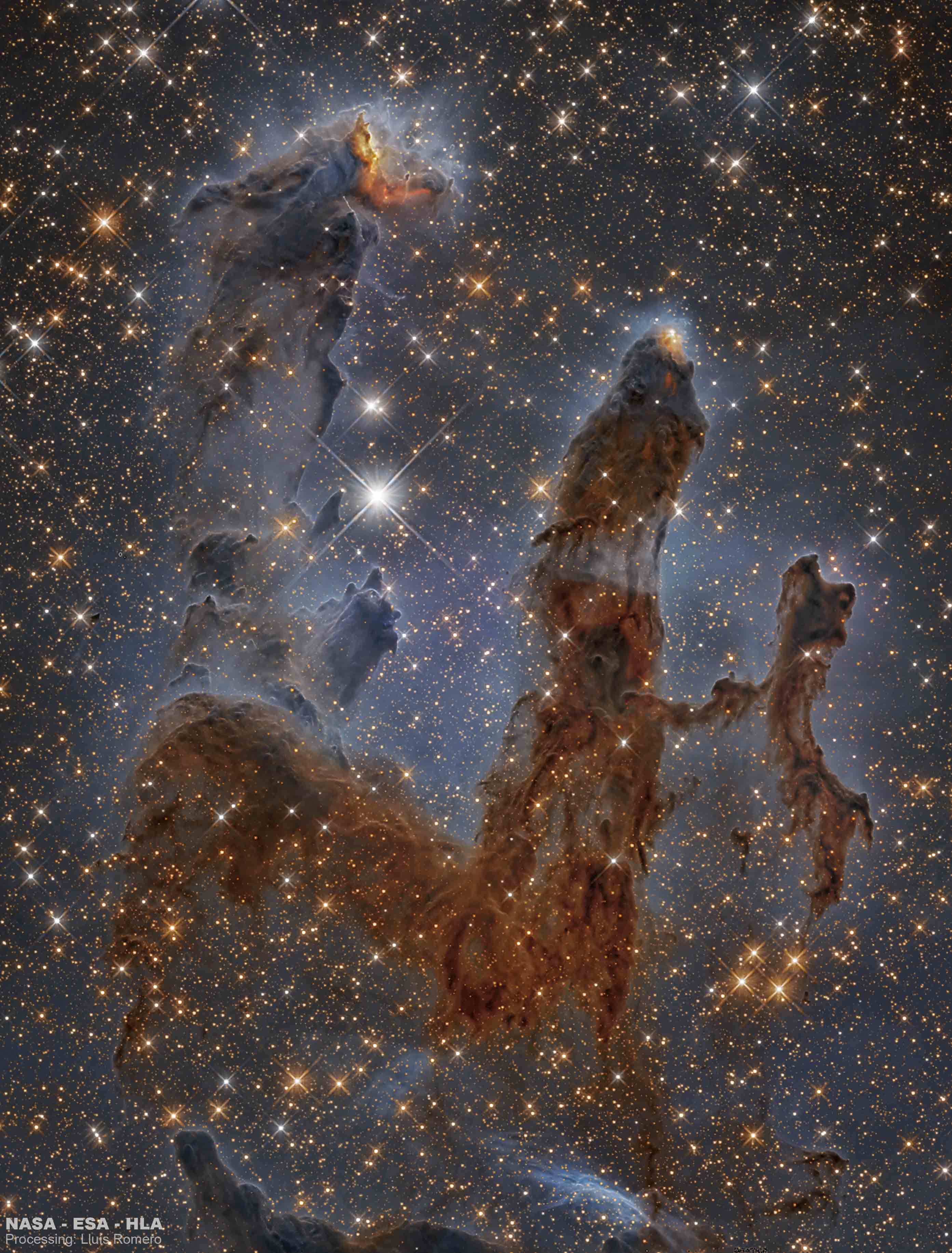 APOD: 2021 March 7 – Pillars of the Eagle Nebula in Infrared