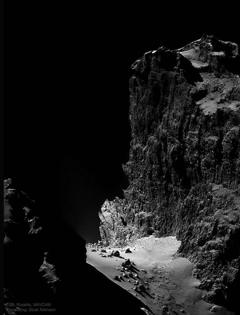 APOD: 2021 November 28 – A High Cliff on Comet Churyumov Gerasimenko