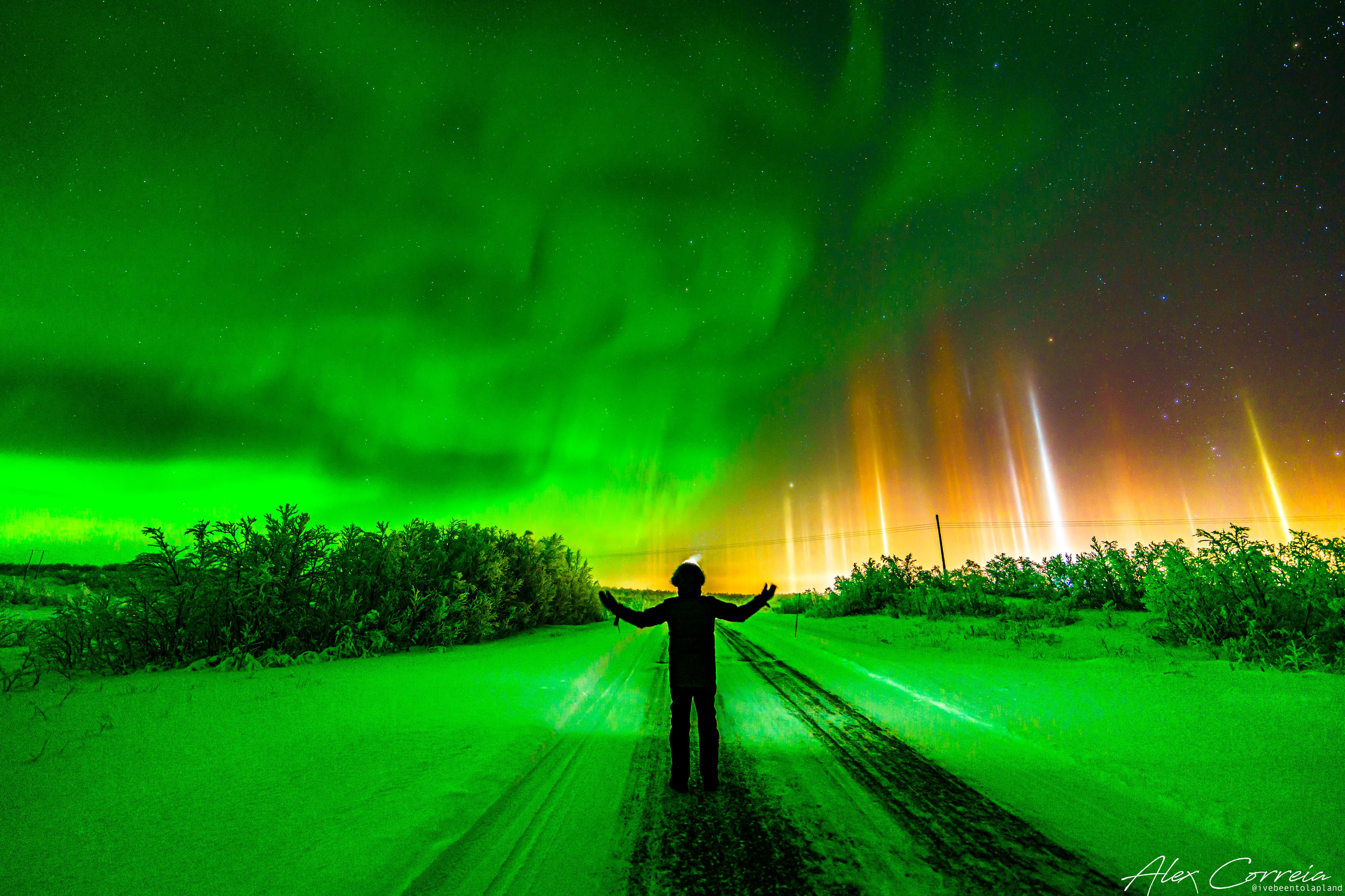 APOD: 2022 February 8 – Aurora and Light Pillars over Norway