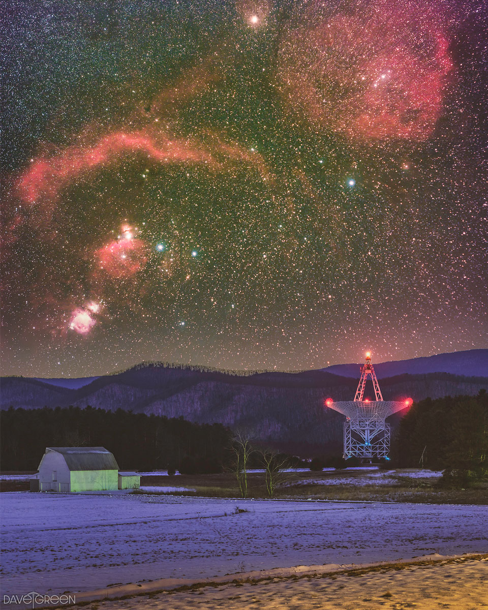 APOD: 2022 February 23 – Orion over Green Bank