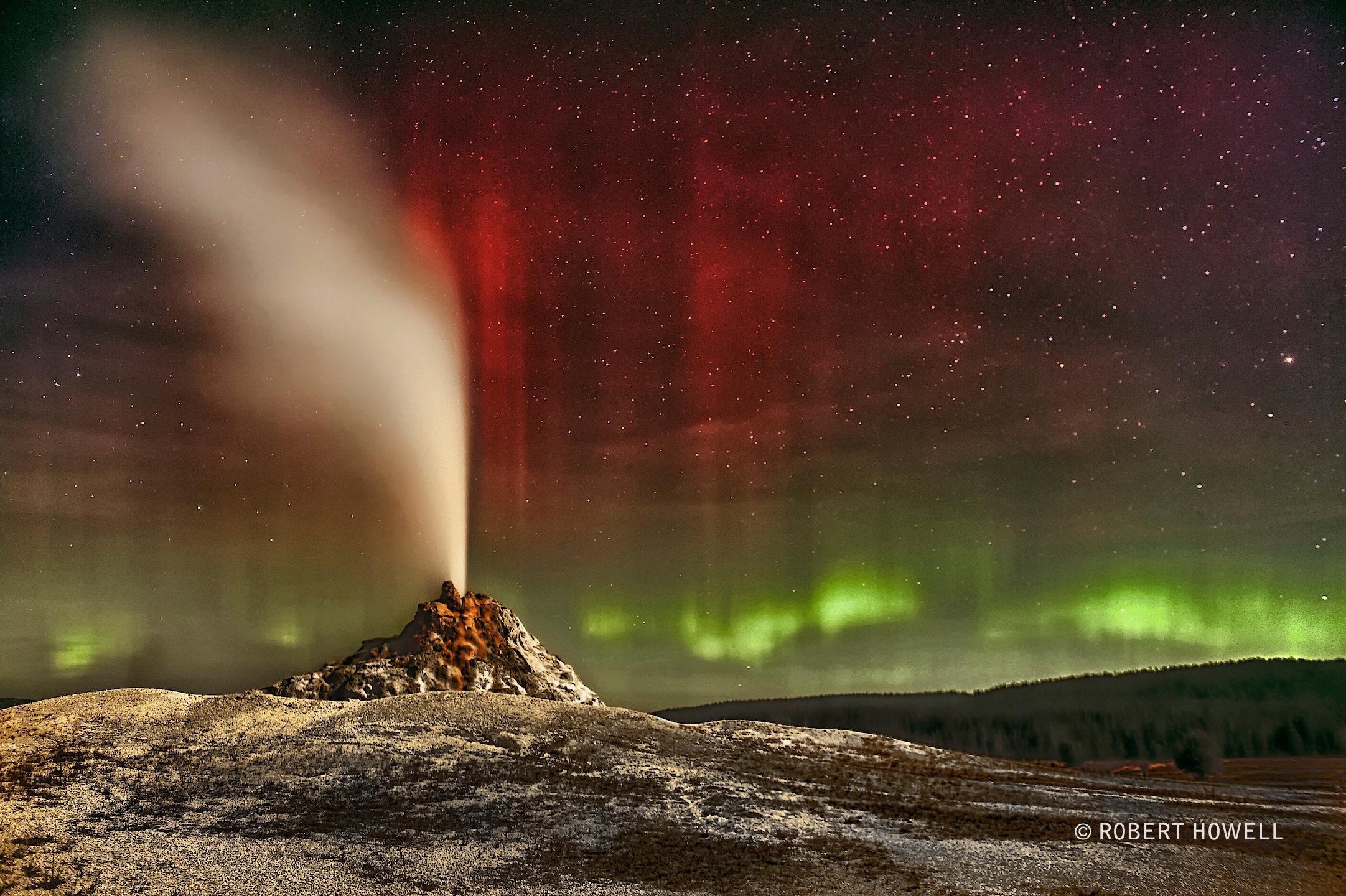 APOD: 2022 February 20 – Aurora Over White Dome Geyser