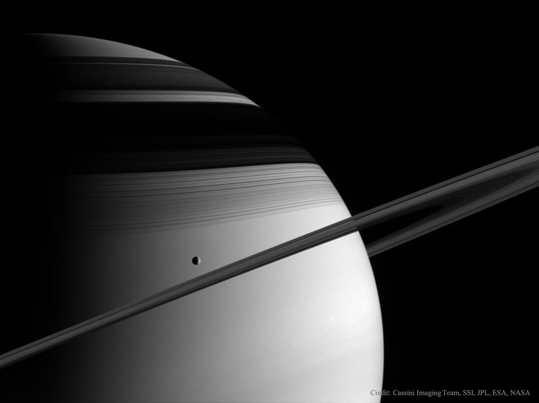 APOD: 2022 January 23 – Saturn, Tethys, Rings, and Shadows