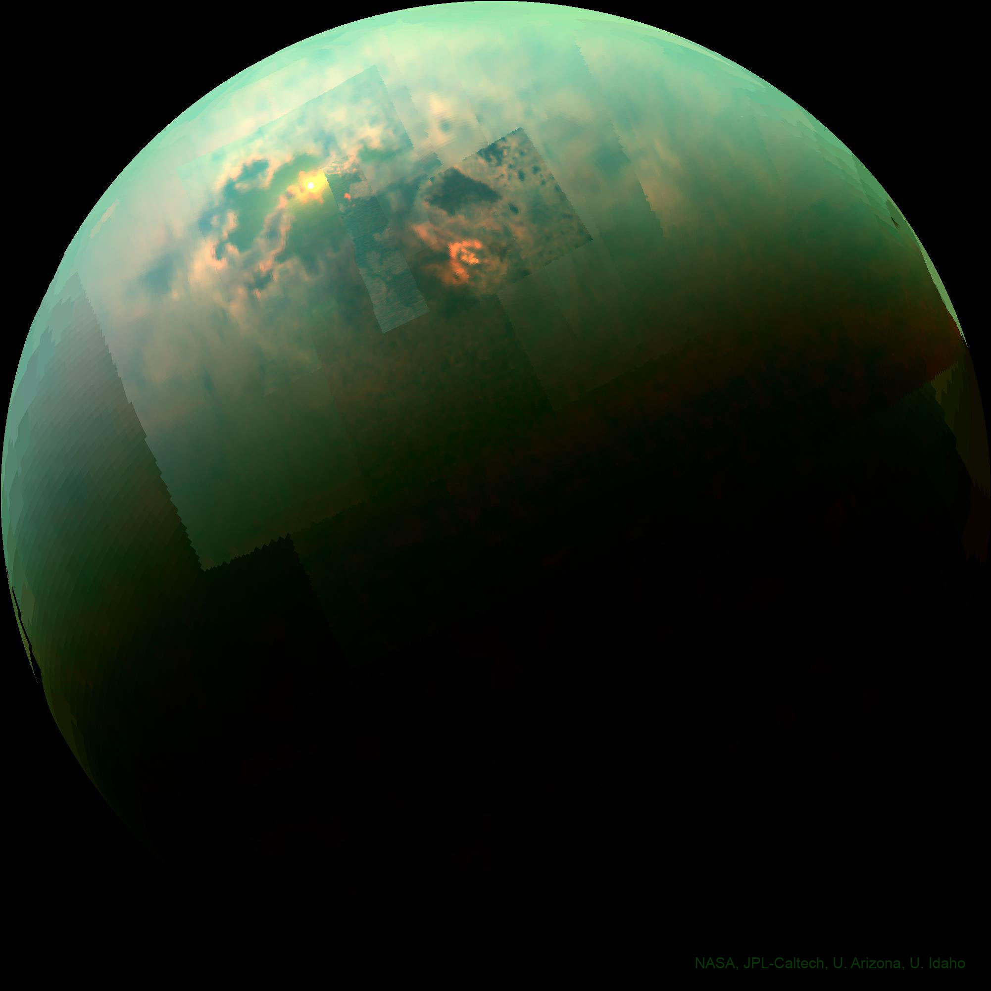APOD: 2022 March 27 – Titan Seas Reflect Sunlight
