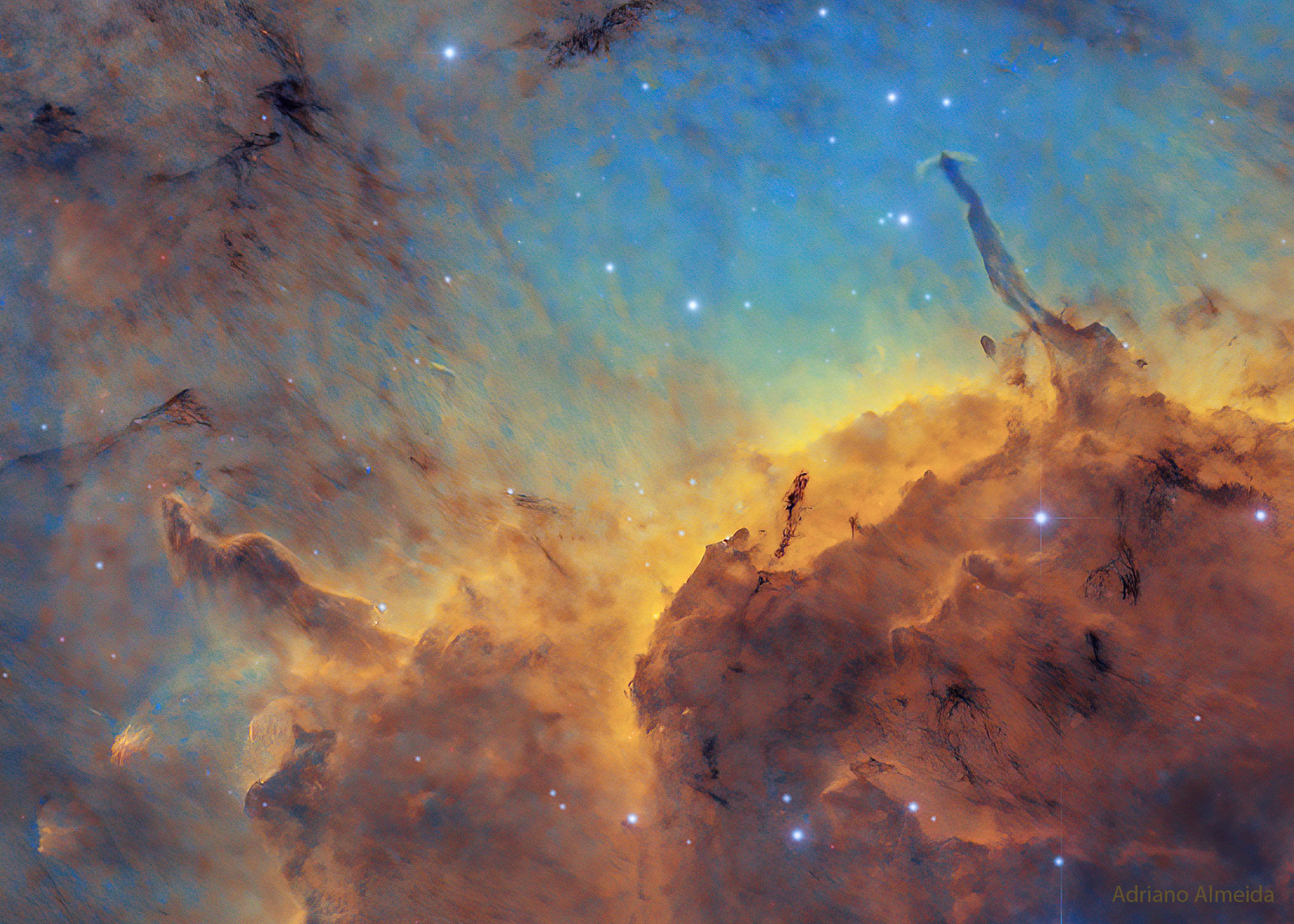 APOD: 2022 October 11 – Stars, Dust, Pillars, and Jets in the Pelican Nebula