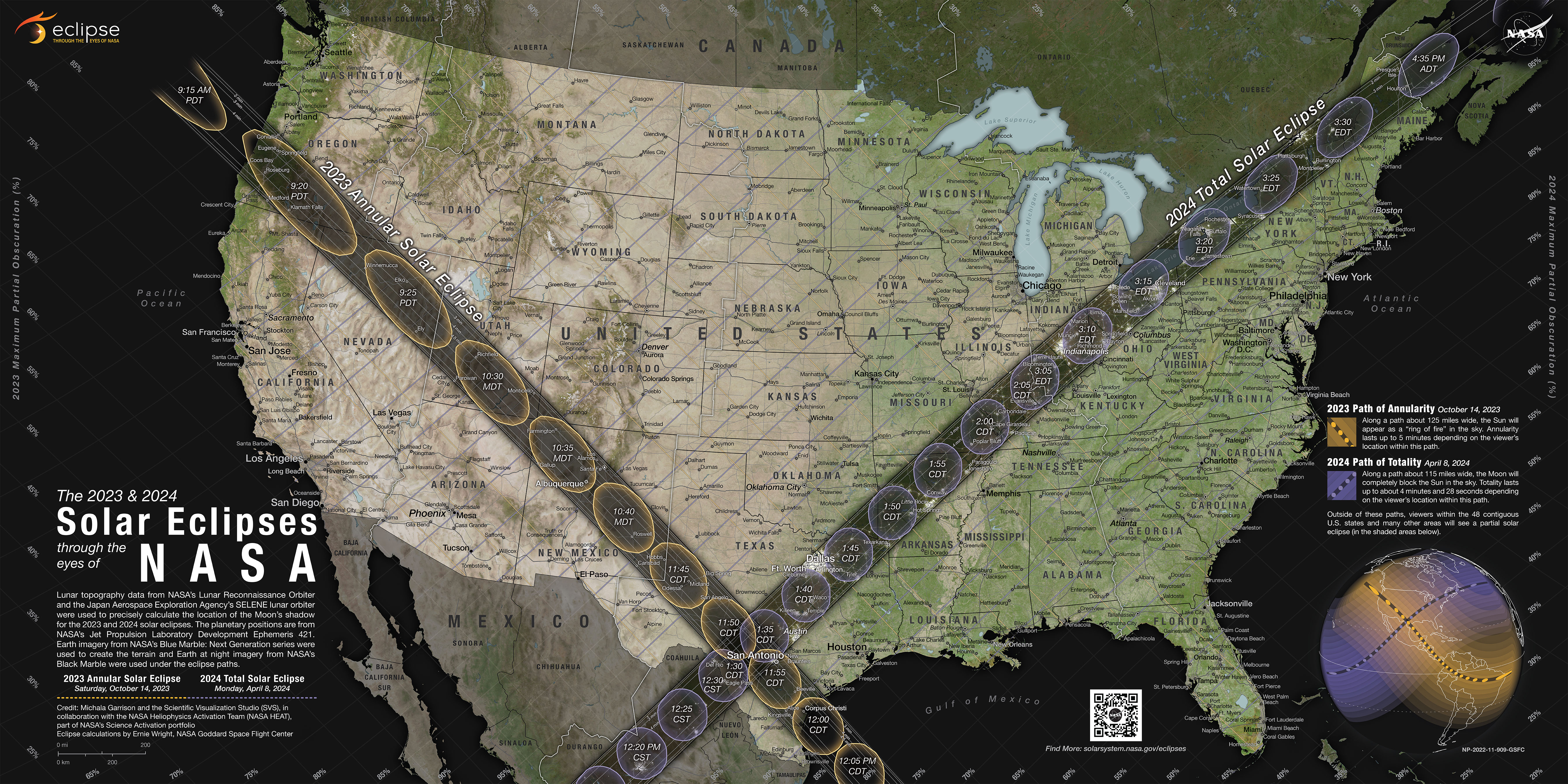 APOD: 2023 April 18 – Map of Total Solar Eclipse Path in 2024 April